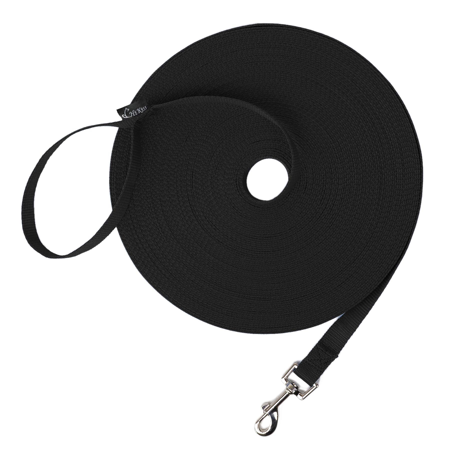 Hi Kiss Dog/Puppy Obedience Recall Training Agility Lead - 15Ft 20Ft 30Ft 50Ft 100Ft Training Leash - Great For Training, Play, Camping, Or Backyard(20Ft,Black_Red)