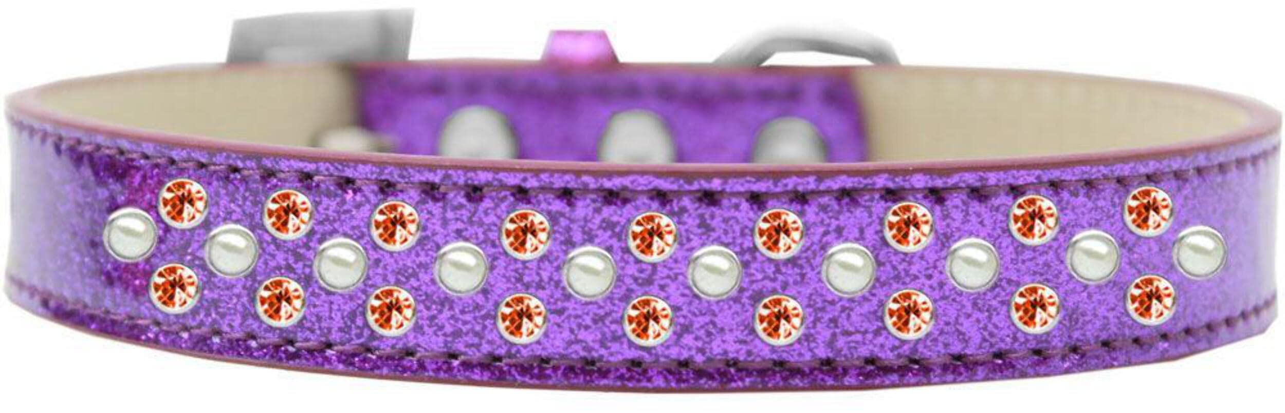 Mirage Pet Products Sprinkles Ice Cream Dog Collar with Pearl and Orange Crystals, Size 14, Purple