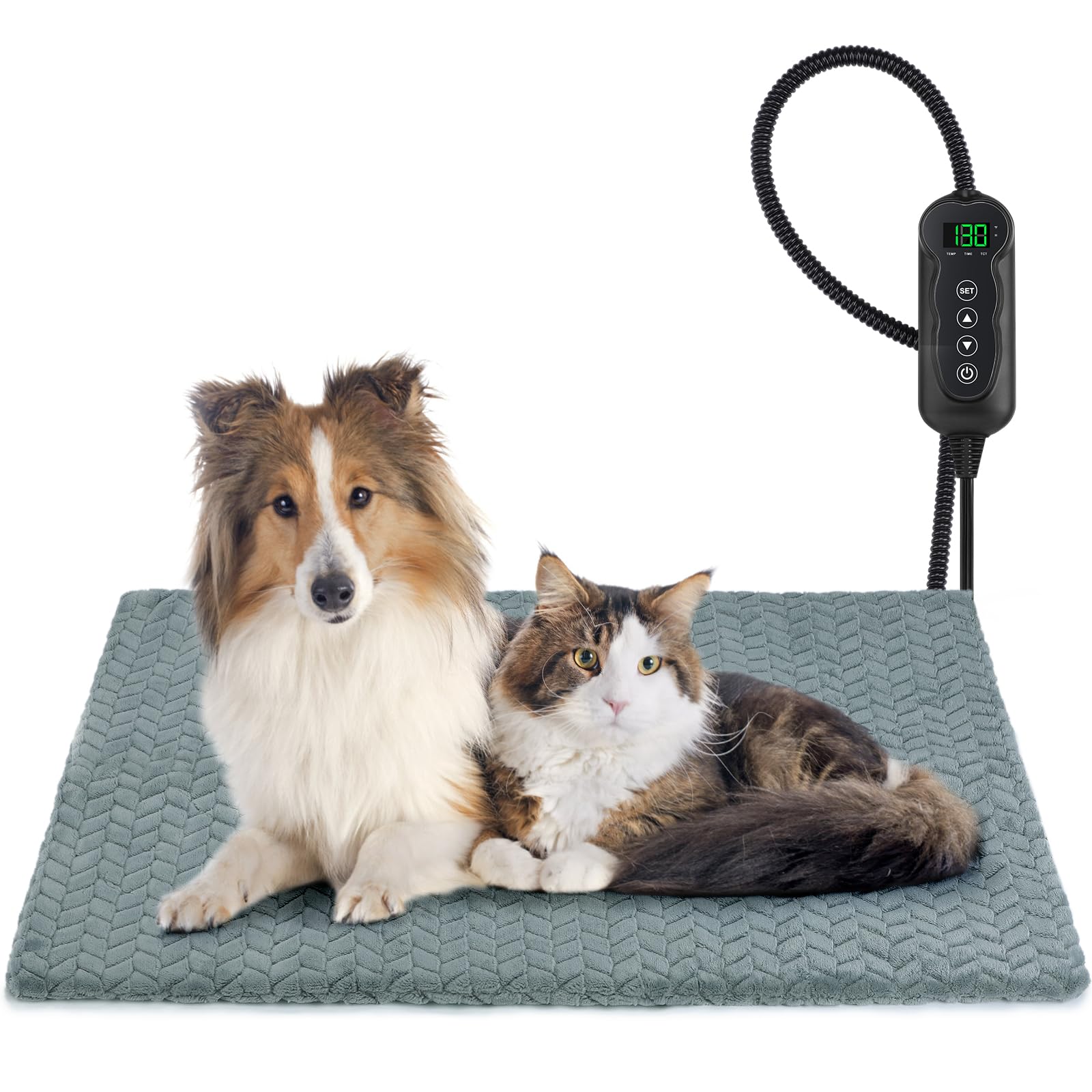 Gasur Heated Dog Bed, Waterproof Electric Dog Cat Heating Pad With Timer, Temperature Adjustable Heatded Cat Bed For Winter,Auto