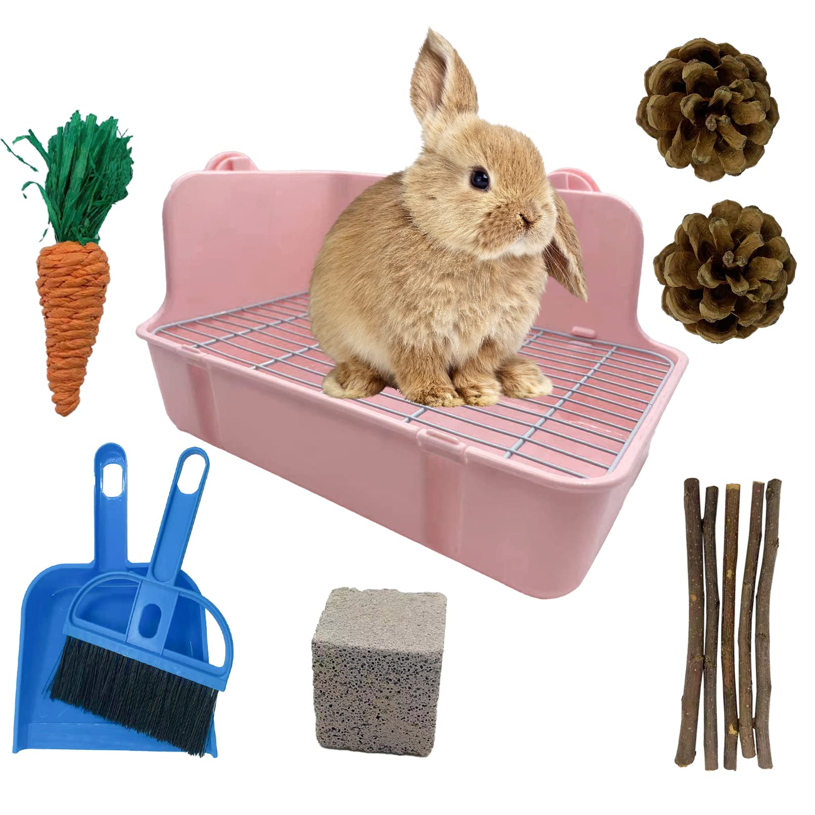 Muyg 11Pcs Rabbit Litter Box Toilet,Bunny Corner Litter Bedding Plastic Square Grate Guinea Pig Bunny Ferret Hamster Hedgehog, P