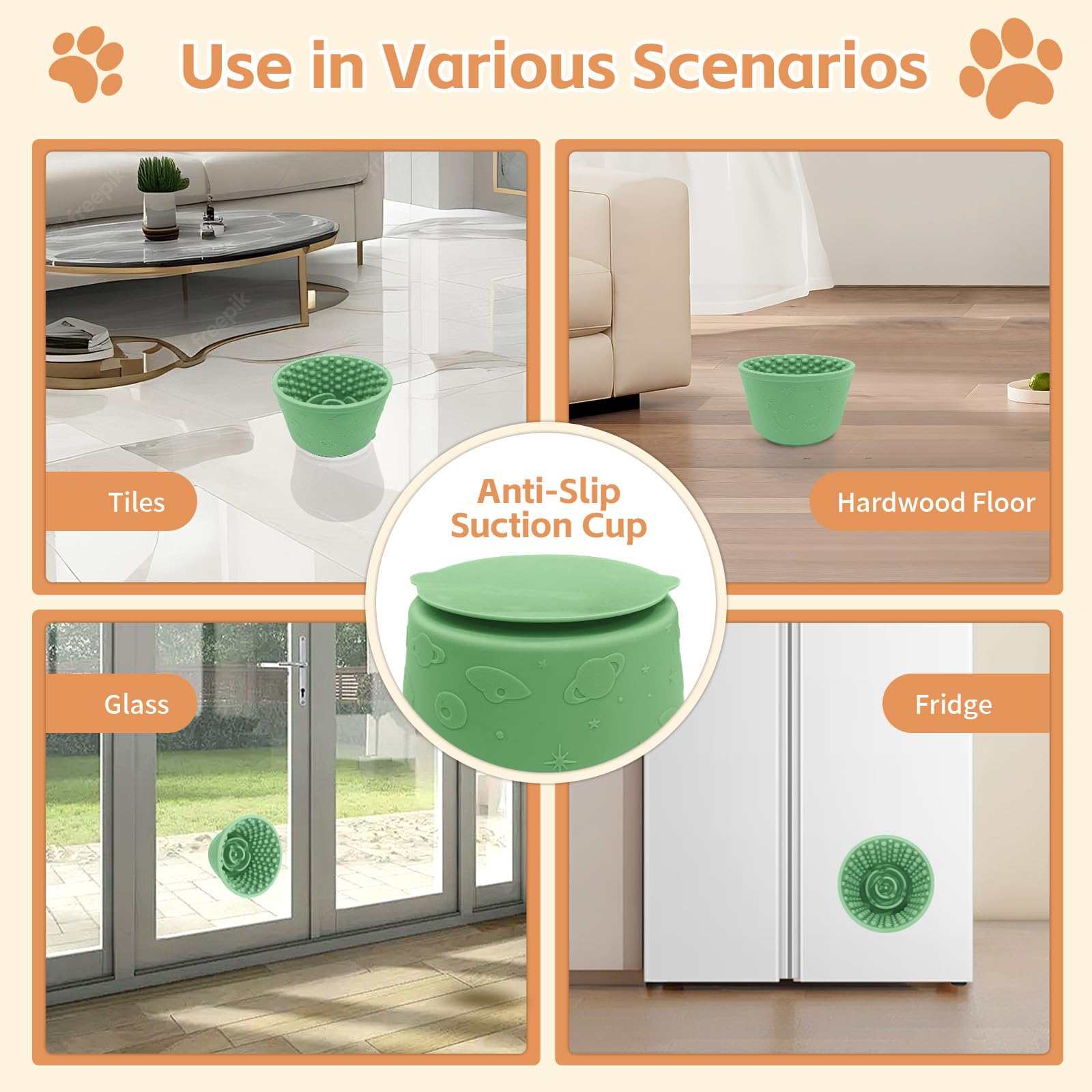 Dog Lick Bowl,Anxiety Relief Non-Slip Silicone Treat Bowl,Durable Anti-Choking Long-Lasting Enrichment Slow Feeder Licking Mat f