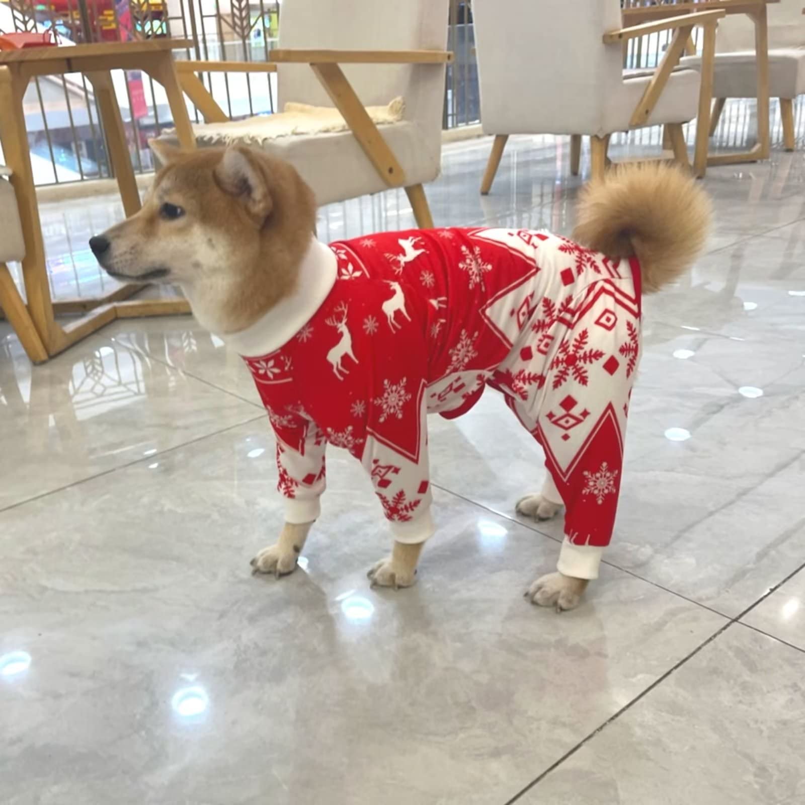 Xqpetlihai Christmas Dog Clothes Dog Onesie Surgery Recovery Suit Dog Pajamas for Large and Medium Dog (XS,CH)