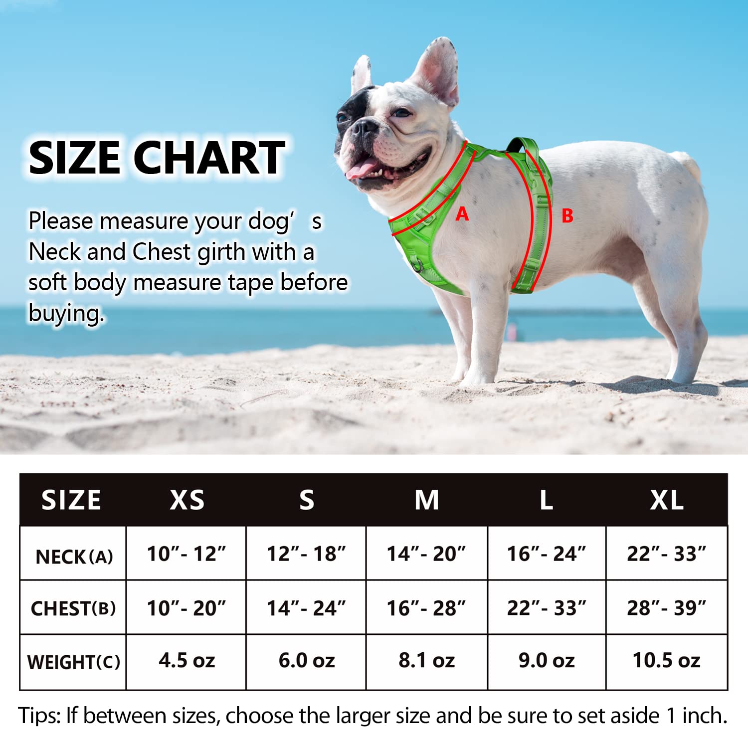 Poypet No Pull Dog Harness, No Choke Reflective Dog Vest, Adjustable Pet Harnesses With Easy Control Padded Handle For Small Medium Large Dogs(Green Matching Trim,L)