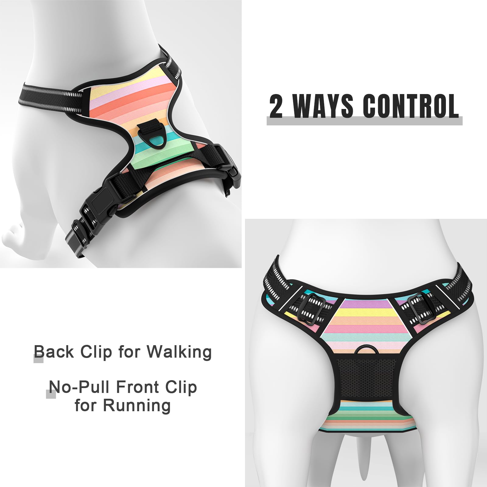 Rnivvi No Pull Dog Harness, Cute Reflective Extra Small Sized Puppy Harness, Adjustable Soft Padded Vest for Small Dogs, Cats, H