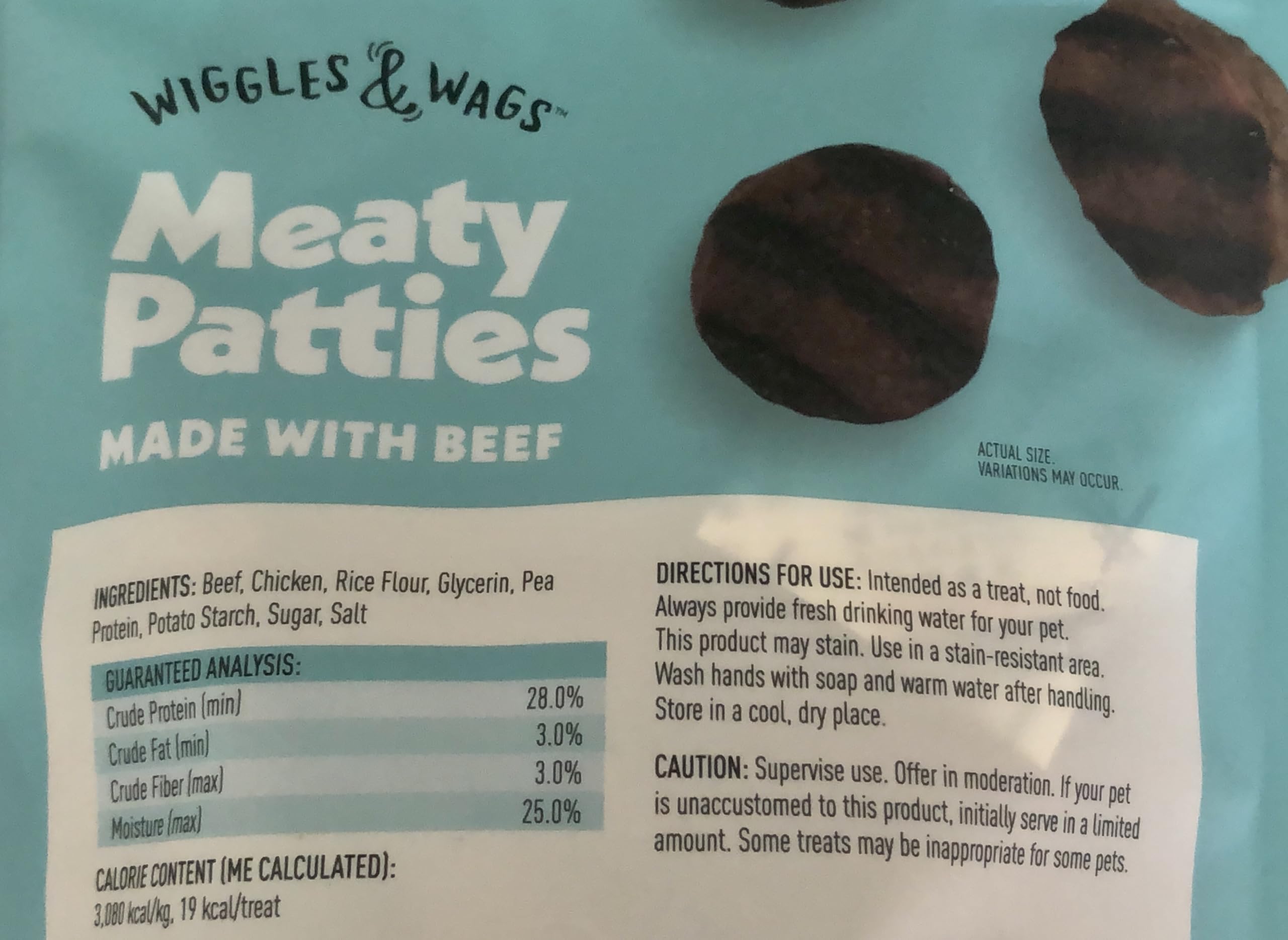 Wiggles & Wags Meaty Beef Dog Treats - Soft & Chewy, 8 oz Bag, 1 Count
