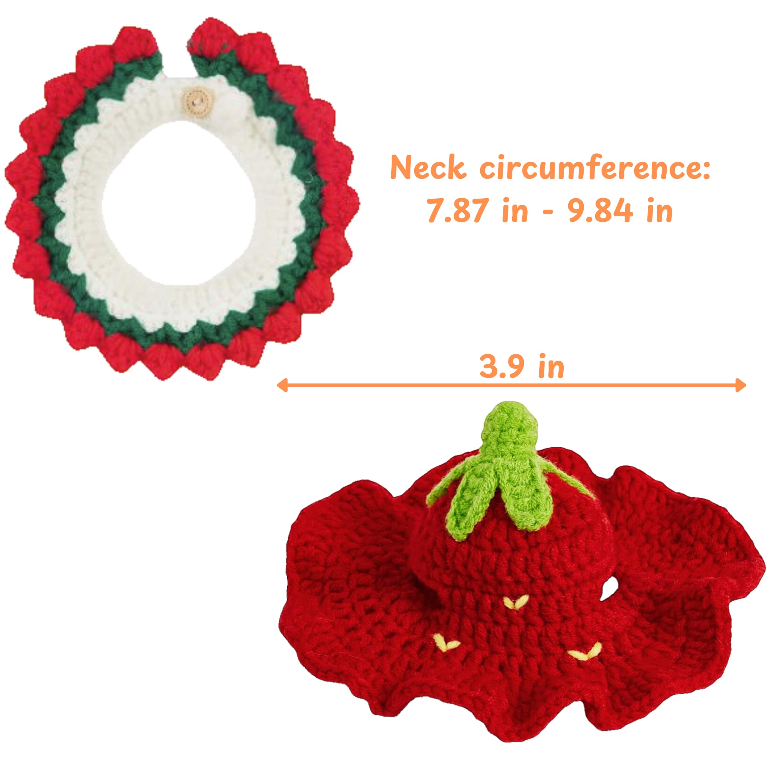 Cute Rabbit Knitted Hat and Collar Set, Bunny Hats and Necklace for Rabbits Guinea Pig Small Dog Cat, Hats for Pet Rabbits, Pet