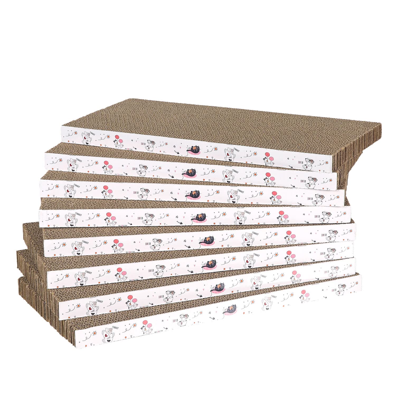 8 Packs In 1 Cat Scratch Pad, Cat Scratcher Cardboard,Reversible,Durable Recyclable Cardboard, Premium Scratch, Suitable For Cats To Rest, Grind Claws And Play