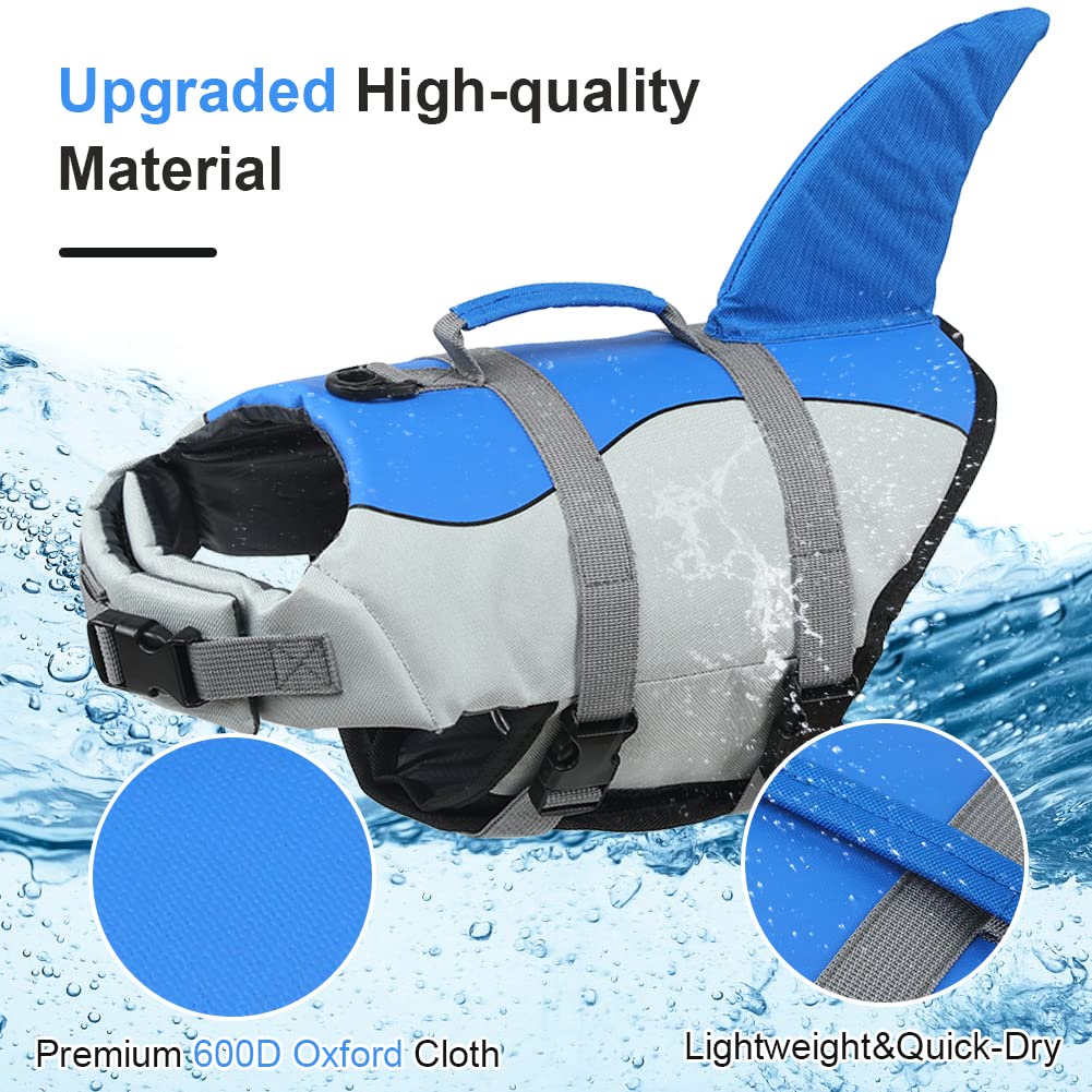 Emust Dog Life Jacket, Ripstop Dog Lifesaver Vests With Rescue Handle For Small Medium And Large Dogs, Pet Safety Swimsuit Preserver For Swimming Pool Beach Boating (Xs,Blue)