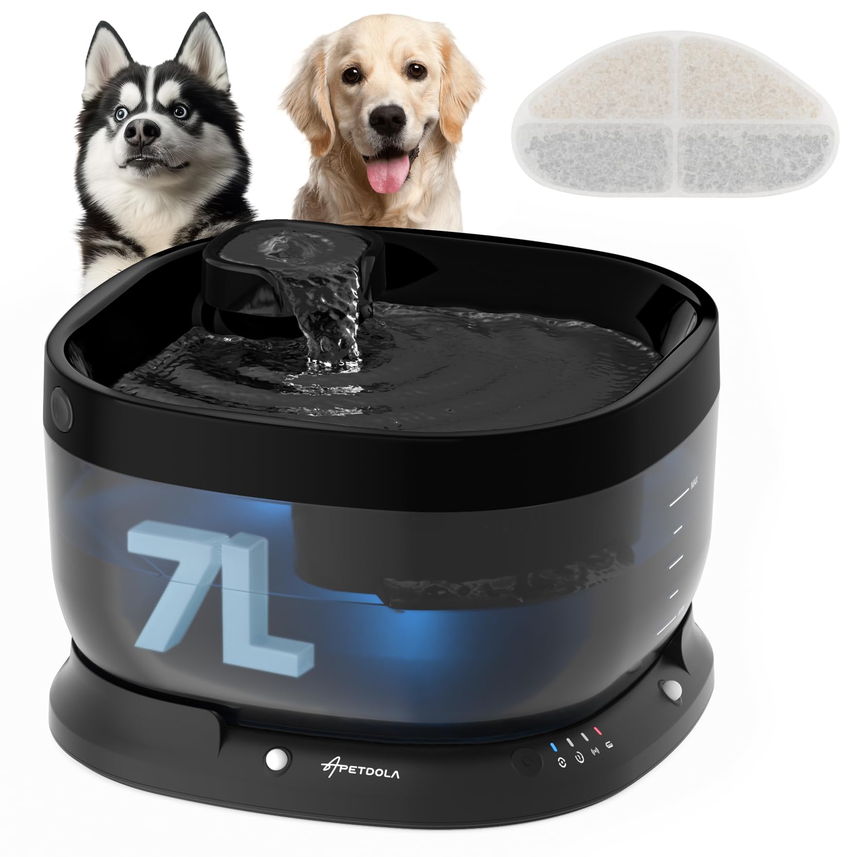 Apd Apetdola Wireless Dog Water Fountain,Battery Operated Dog Water Dispenser With Motion Sensor, 237 Oz/ 7L Cordless Fountain W