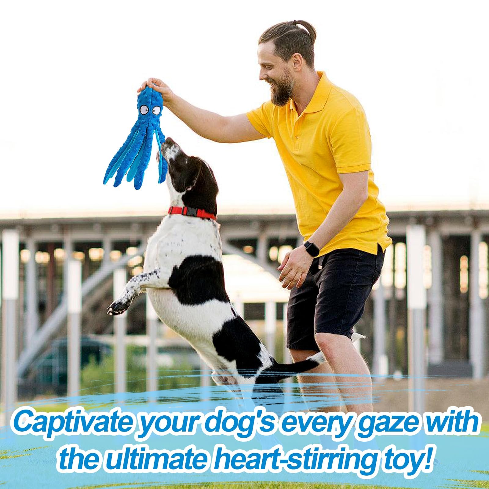 Alphatool Squeaky Dog Toys - Soft Plush Chew Crinkle Puppy Toys to Keep Them Busy, Octopus No Stuffing Interactive Essentials fo