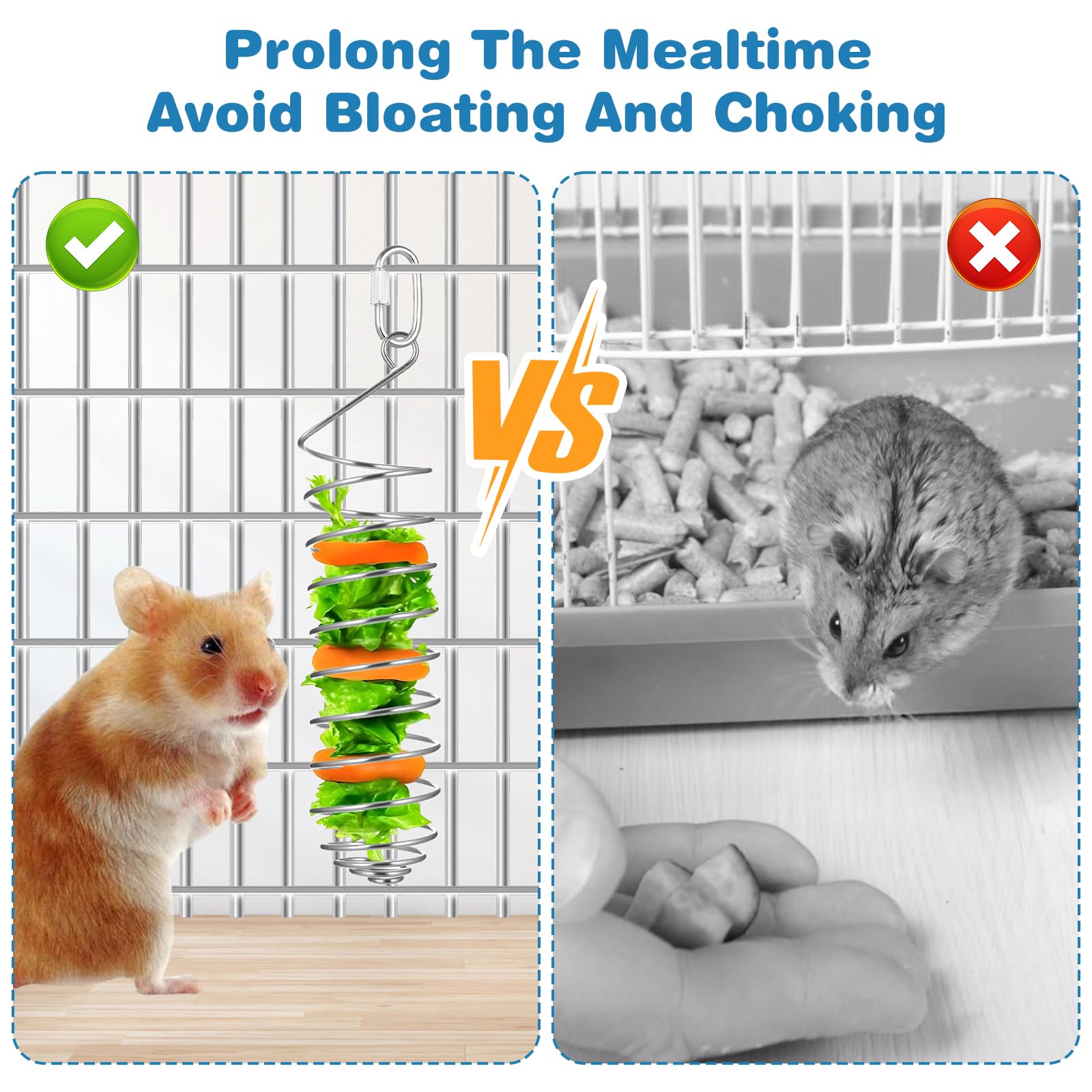 YBEATY 2 PCS Rat Enrichment Toys Stainless Steel Vegetable Holder Enrichment Foraging Toy Foraging Hanging Feed Tool Fancy Mice