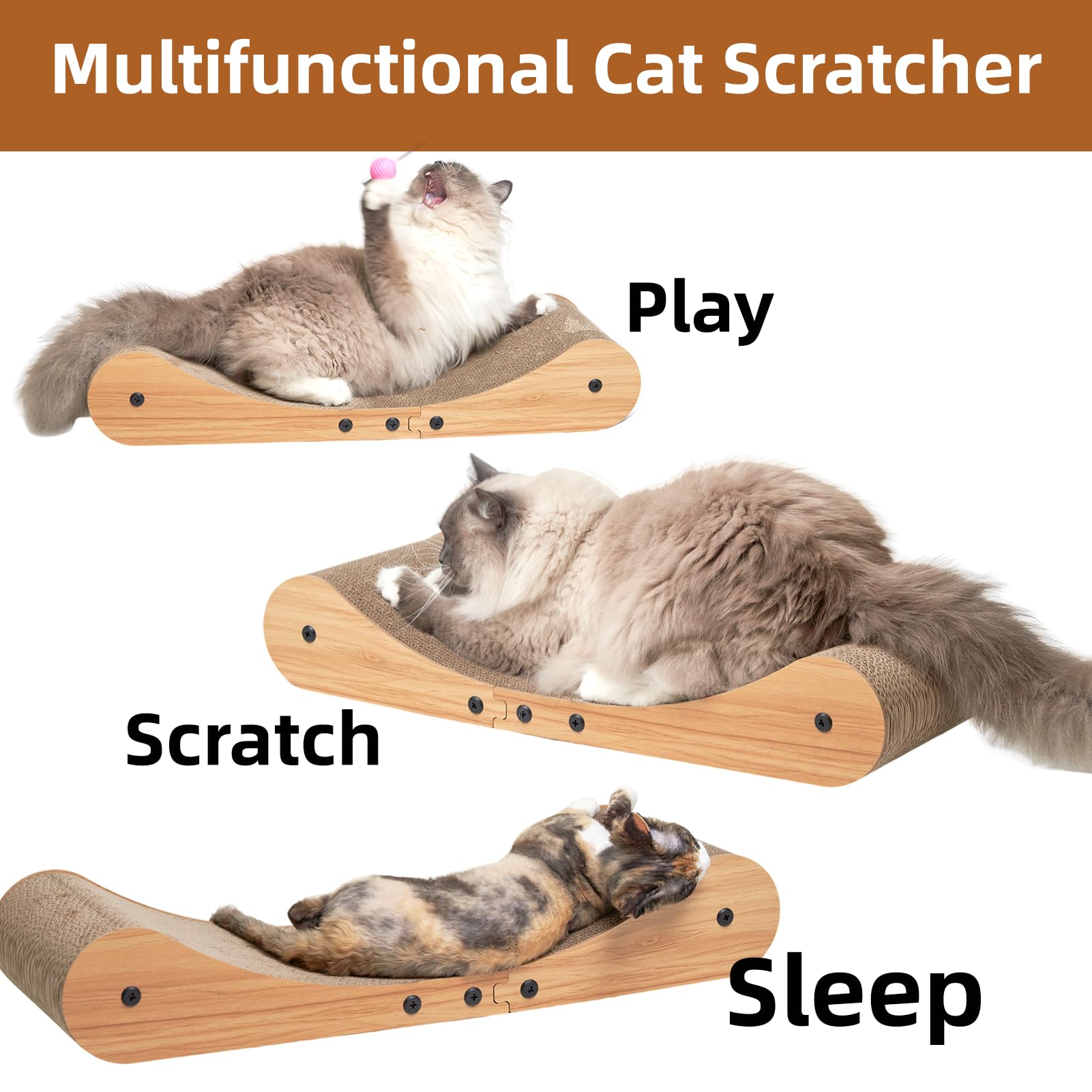 Nekosan Cat Scratcher Cardboard Bed, 27.5'' Extra Large Cat Scratch Sofa Bed, Cat Scratcher Lounge Bed For Indoor Cats, 27.5 X 1