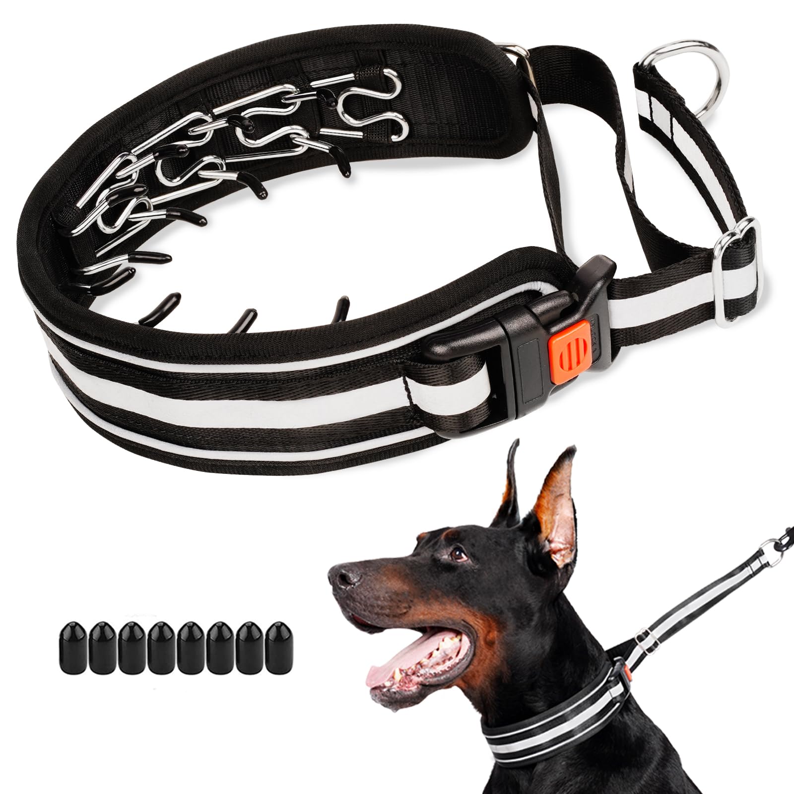 Mayerzon Martingale No Pull Dog Collar, Patented Reflective Walking Collar With Buckle For Large Medium Dogs Pitbull Belgian Mal
