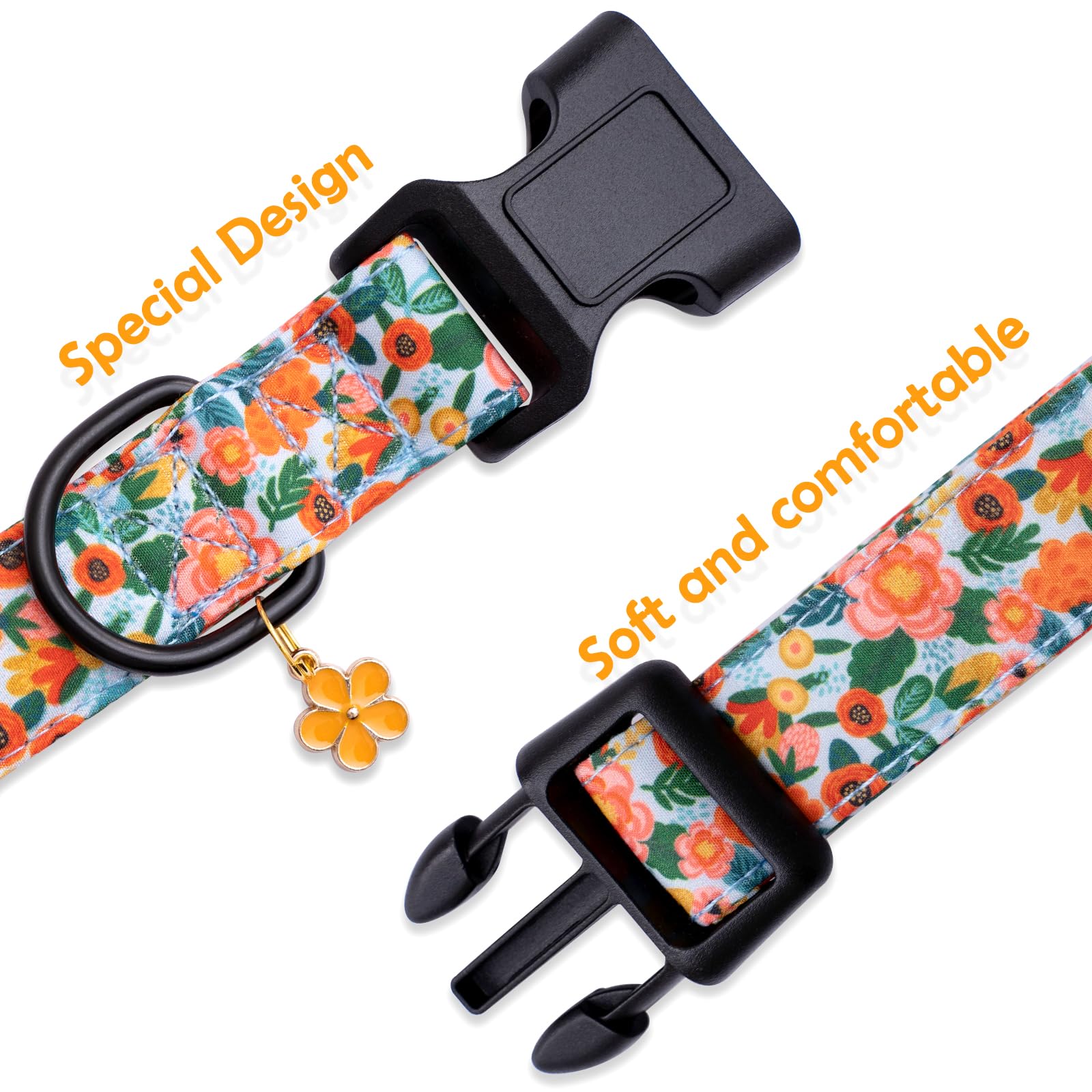 Faygarsle Dog Collar For Small Medium Large Dogs Cute Gaily Colored Puppy Collars For Female Dogs Floral Patterned Pet Collars F