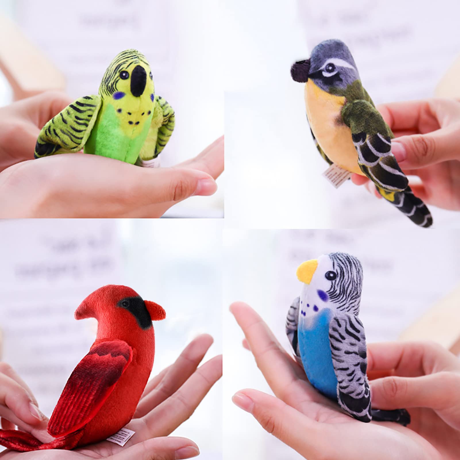 Dorakitten Cat Catnip Toys Interactive Cats 4pcs Kitten Plush Nip Chew Bird Toy with Crinkle Paper Pet Best Treats Stuffed Pillo