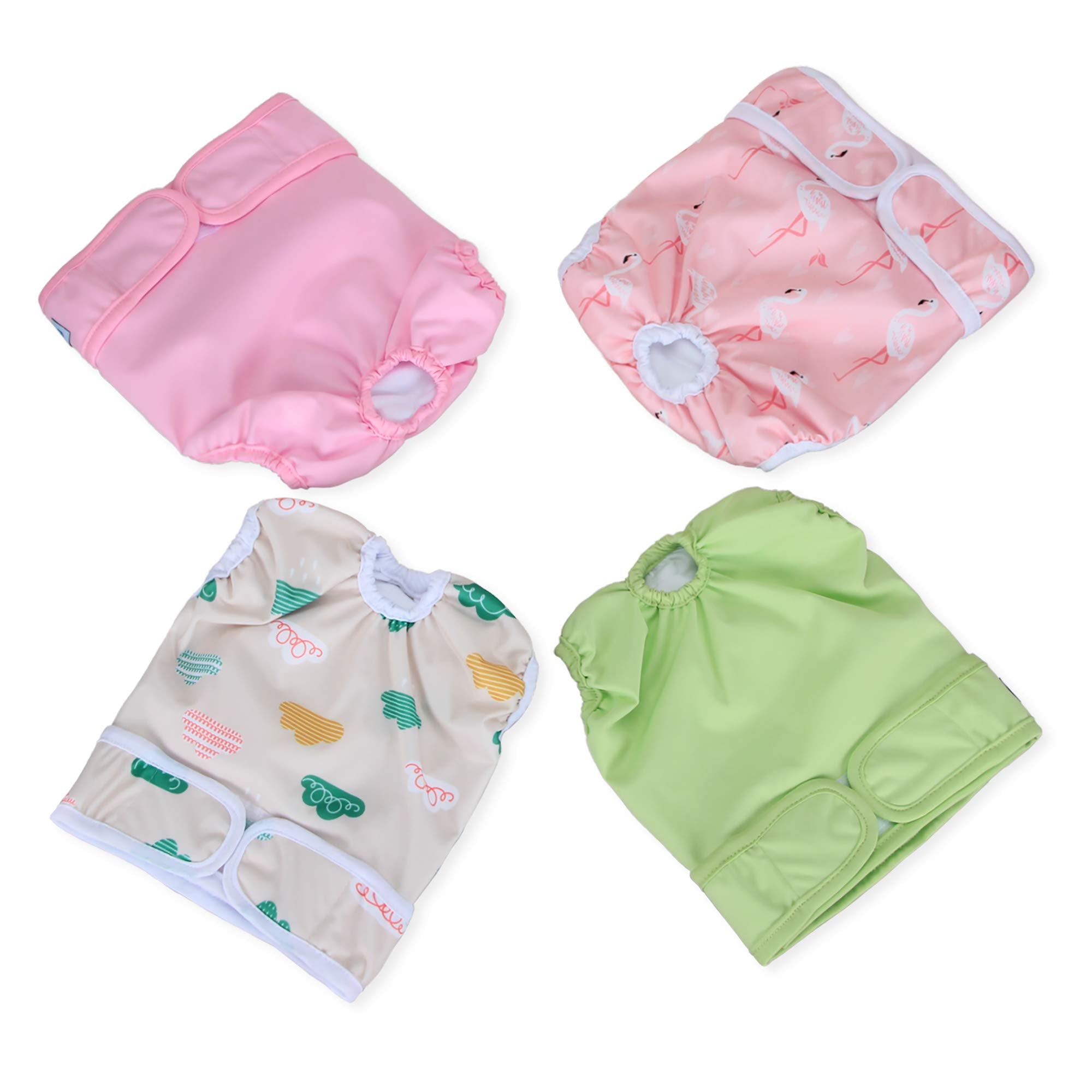 Teamoy Washable Female Dog Diapers (Pack Of 4), Reuable Doggie Diapers Wraps For Female Dogs, M