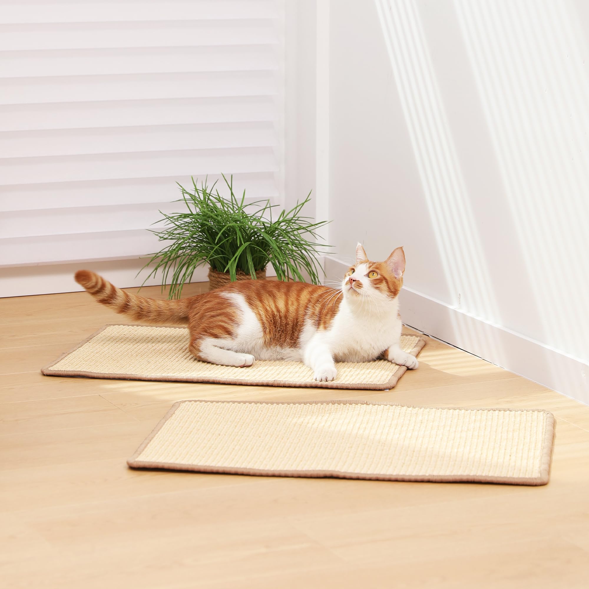 FUKUMARU Cat Scratching Mat - 2 Packs, 19.6"x11.8", Natural Sisal, Beige, Indoor Furniture Protector