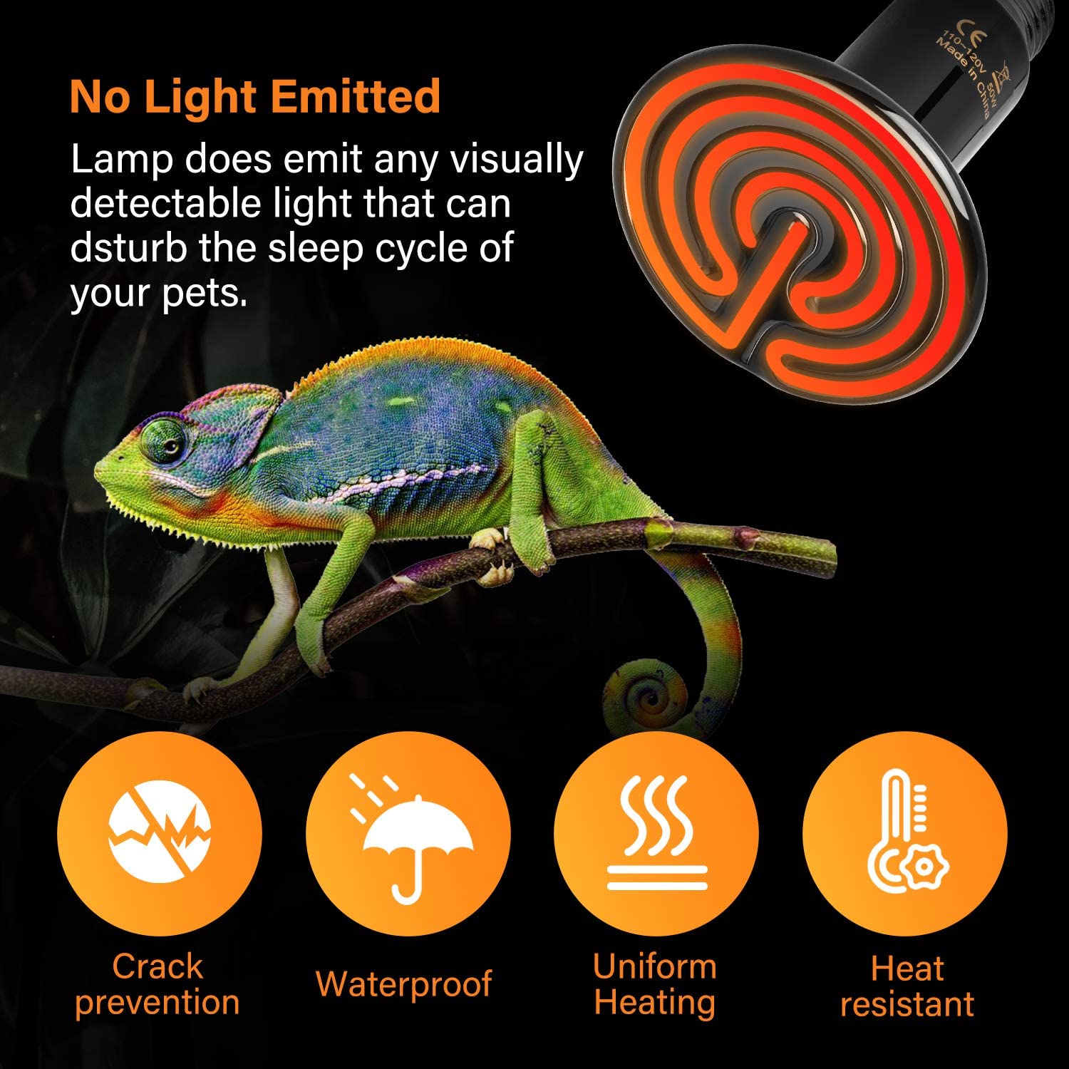 Simple Deluxe 50W 4-Pack Ceramic Heat Emitter Reptile Heat Lamp Bulb No Light Emitting Brooder Coop Heater for Amphibian Pet & I