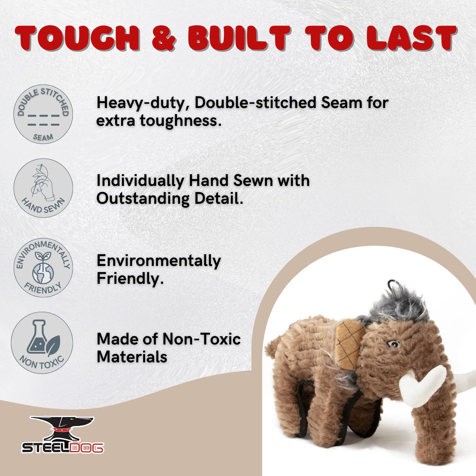 Steel Dog Ruffian T-Rex, Large Plush Dinosaur Dog Toy, Tough & Chew Resistant, With Tennis Ball & Crinkle Body, For Small, Mediu