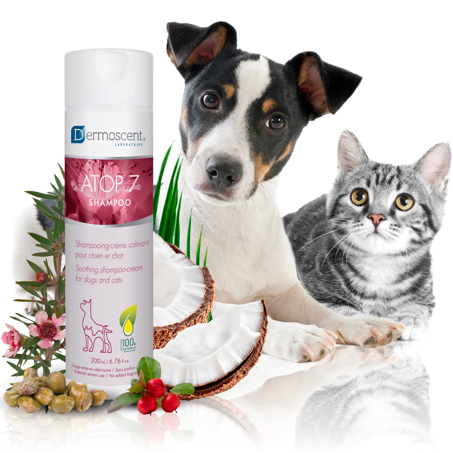 Dermoscent Atop 7 Shampoo For Dogs & Cats - Allergies & Itchy Skin Relief - Natural Ingredients - Helps Soothe Dermatitis & Atop