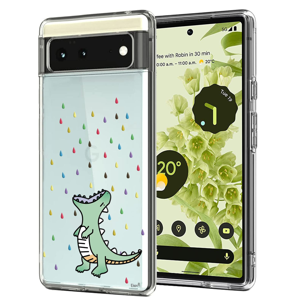 Unov Pixel 6 Case Clear With Design Soft Tpu Shock Absorption Slim Embossed Pattern Protective Back Cover For Pixel 6 5G 64 Inch
