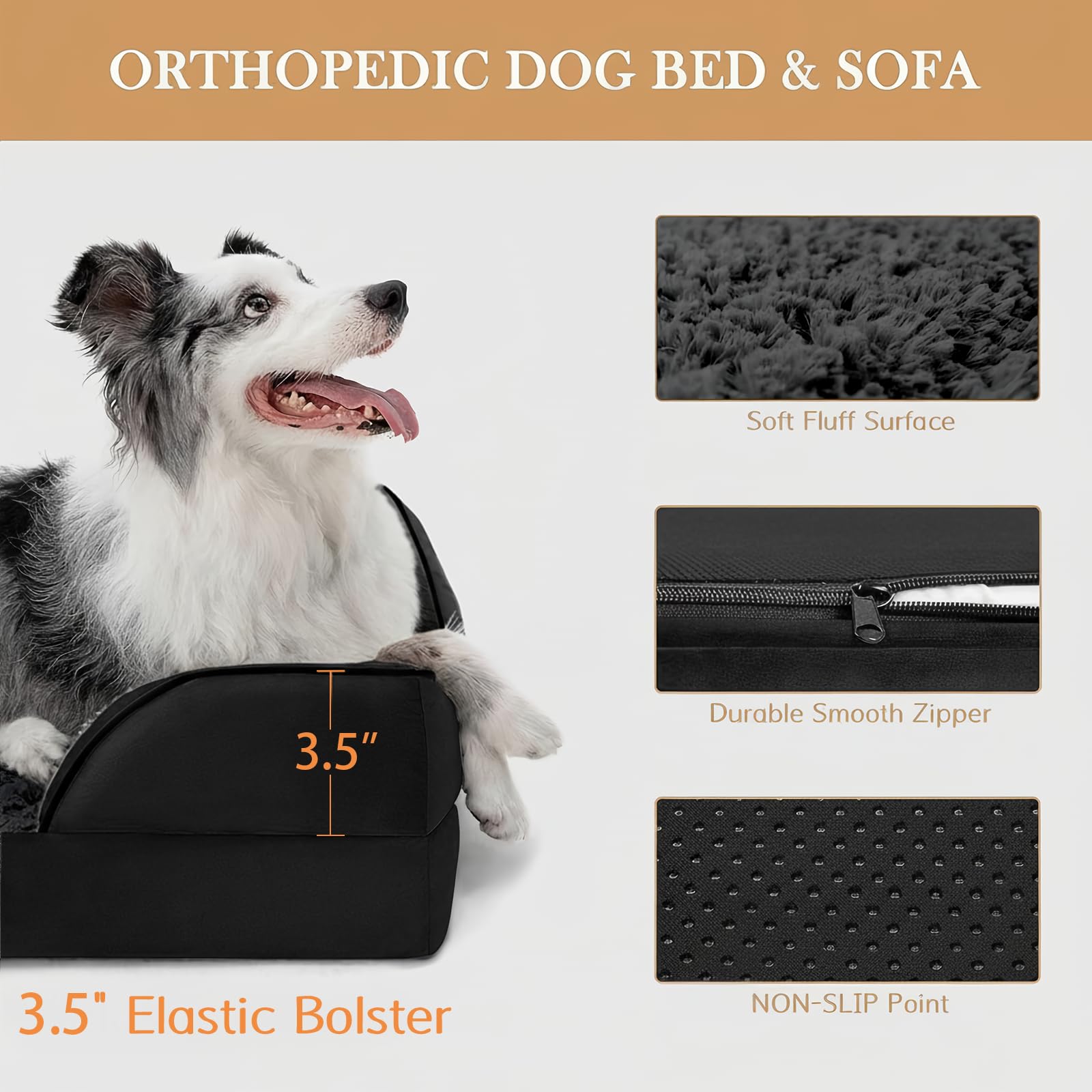 Comfort Expression Orthopedic Dog Bed for Small Dogs 24x16 Inch, Waterproof Supportive Egg Crate Foam Small Pet Bed with Removab