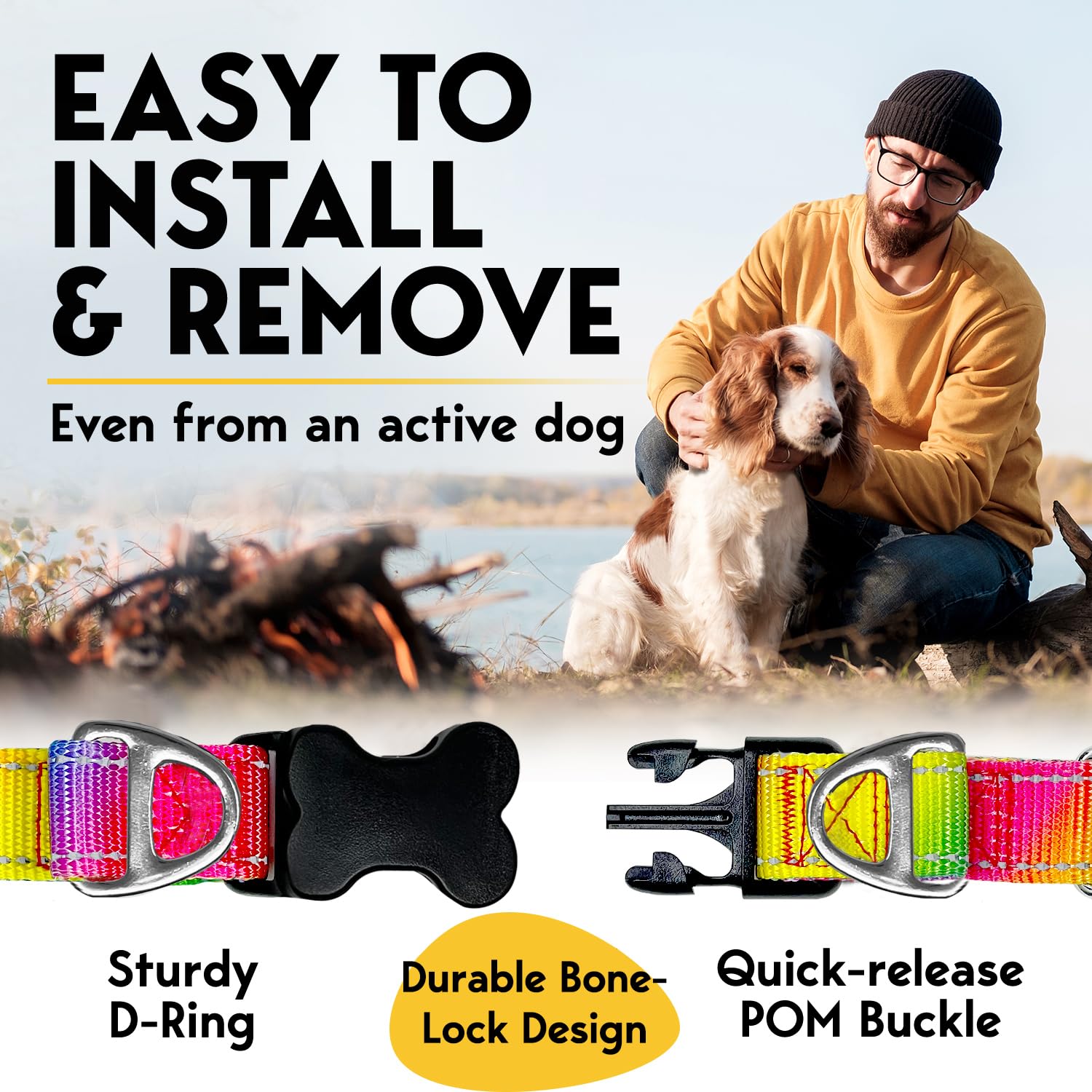 Adjustable No Pull Dog Traning Collar With Buckle For Small Medium Large Dogs (Packed With Extra Links)