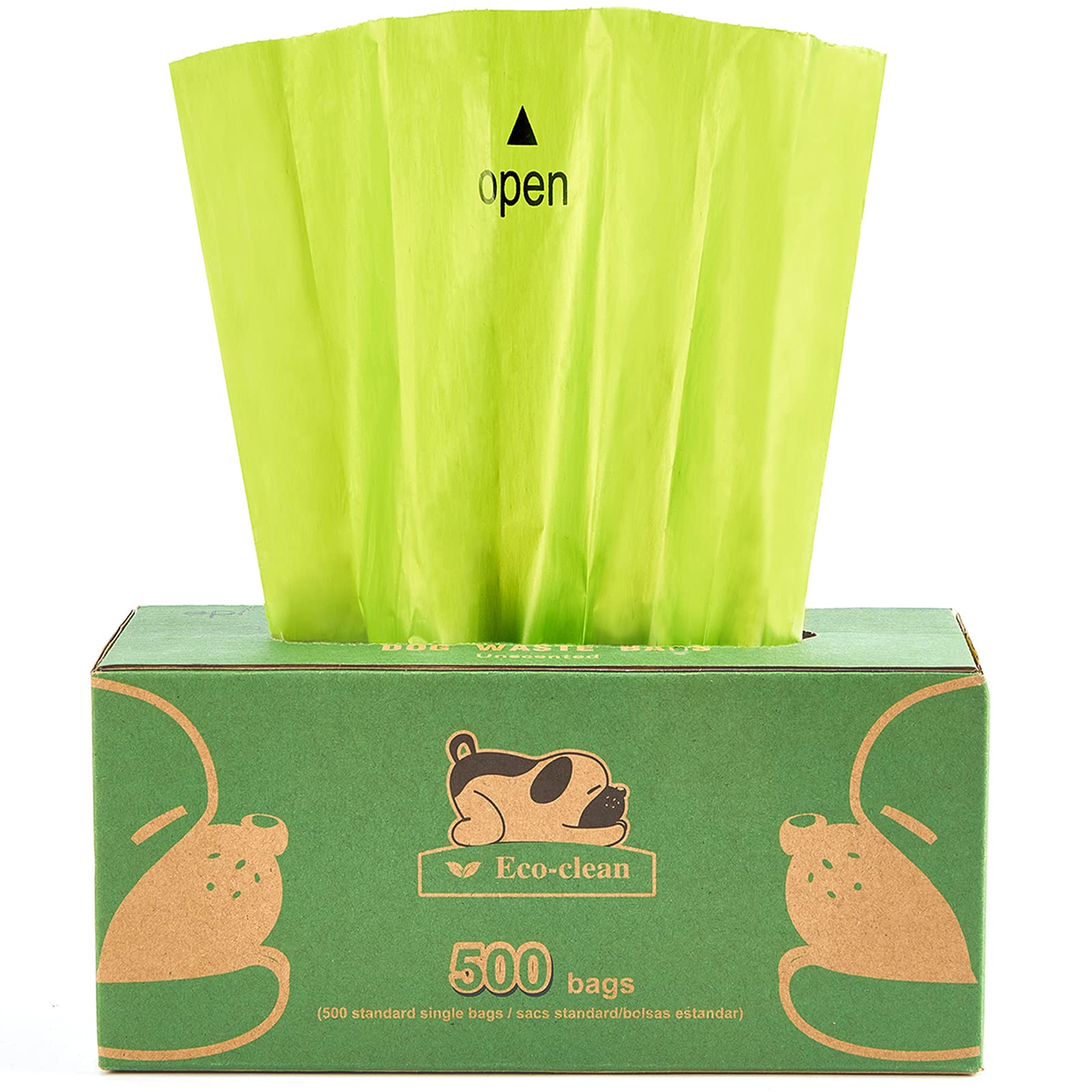 ECO-CLEAN Dog Poop Bags, 500 Count, Leak-Proof, Earth-Friendly, Tissue-Style Dispensing, Big Enough for All Pet Size, Keep Your 