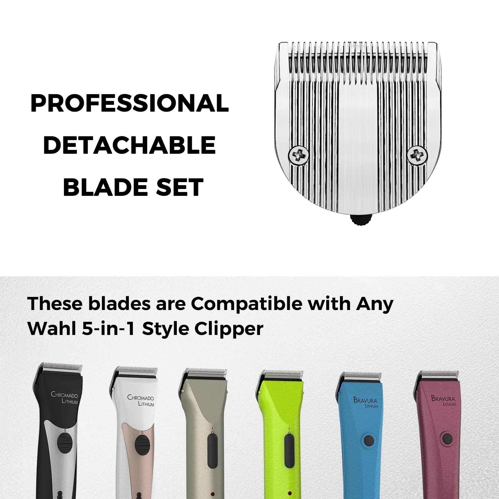 Zzyzsfus 5 In 1 Replacement Blades Compatible With Bravura Clipper Chromado,Creativa, Figura Dog Clippers For Dogs Grooming (5 I