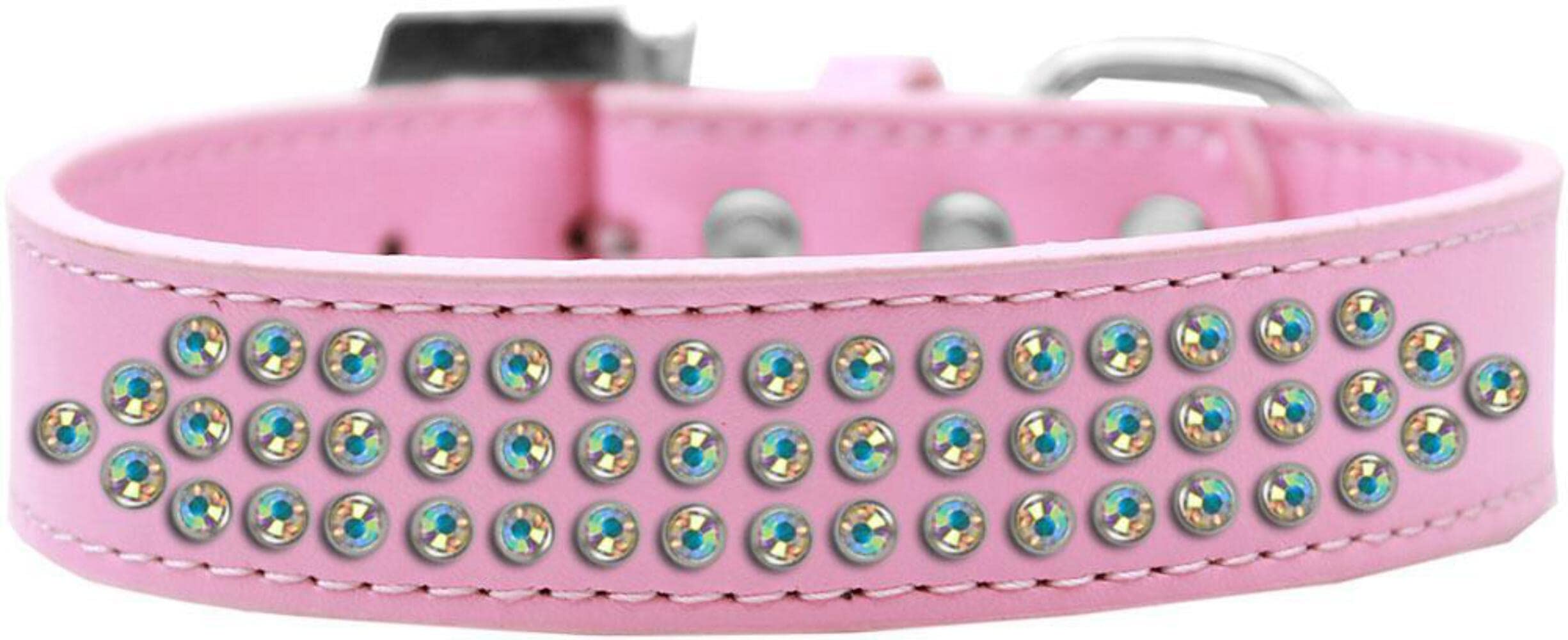 Mirage Pet Products Three Row AB Crystal Dog Collar, Size 16, Lavender