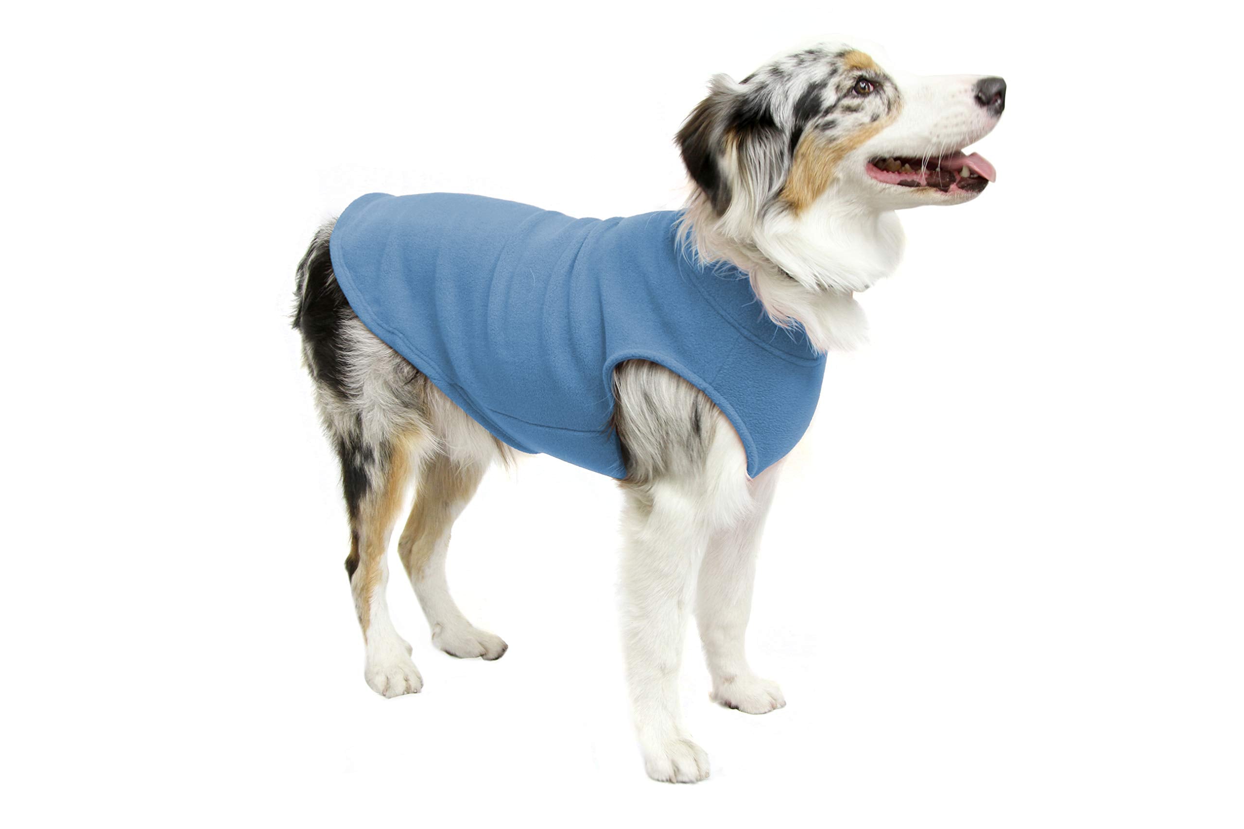 Gooby Stretch Fleece Vest Dog Sweater - Steel Blue, 3X-Large - Warm Pullover Fleece Dog Jacket - Winter Dog Clothes For Small Dogs Boy - Dog Sweaters For Small Dogs To Dog Sweaters For Large Dogs