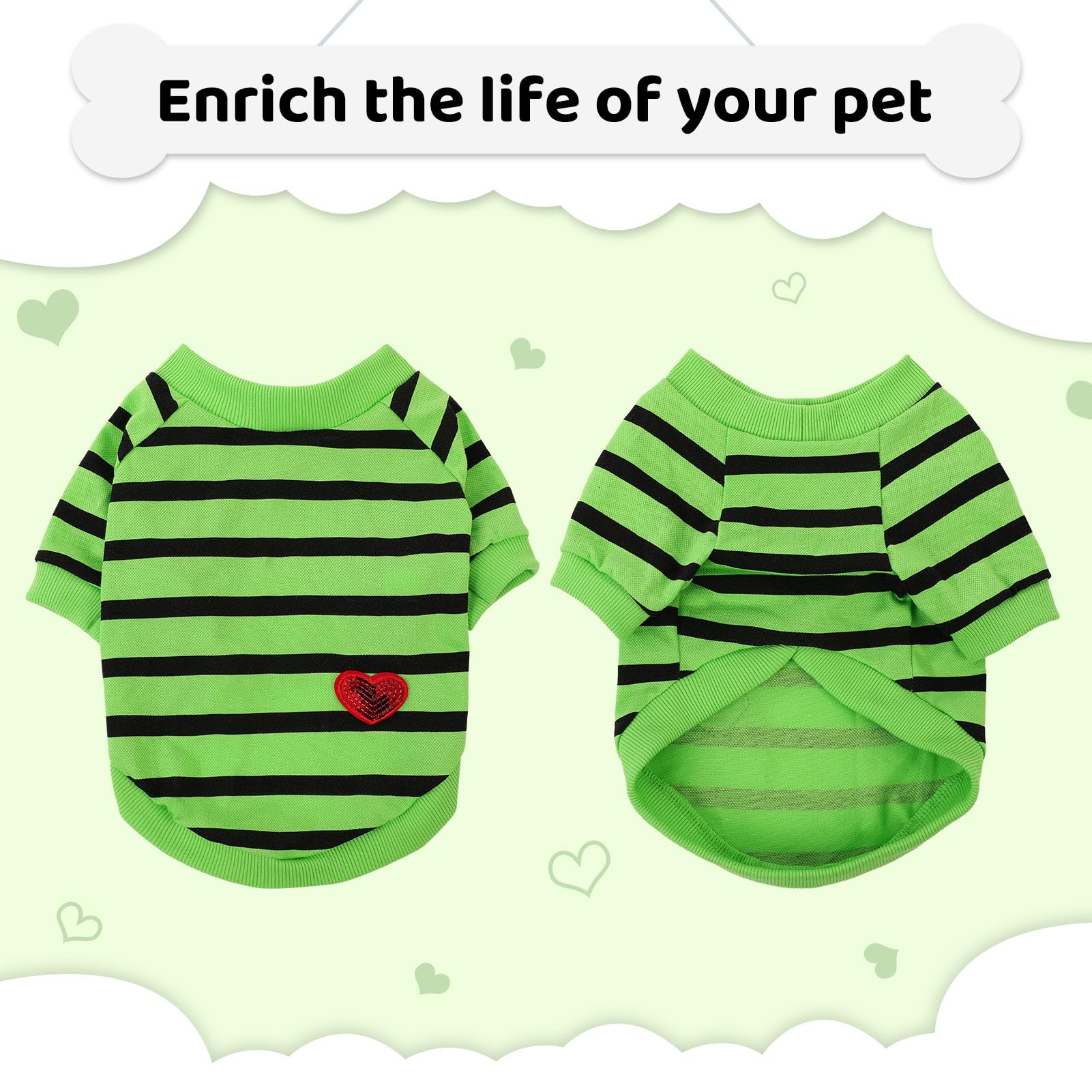 Preferhouse Dog Shirts For Extra-Small Dogs, Striped T-Shirts Dog Vest Pet Apparel Tee Shirts Spring Summer Suitable For Small A