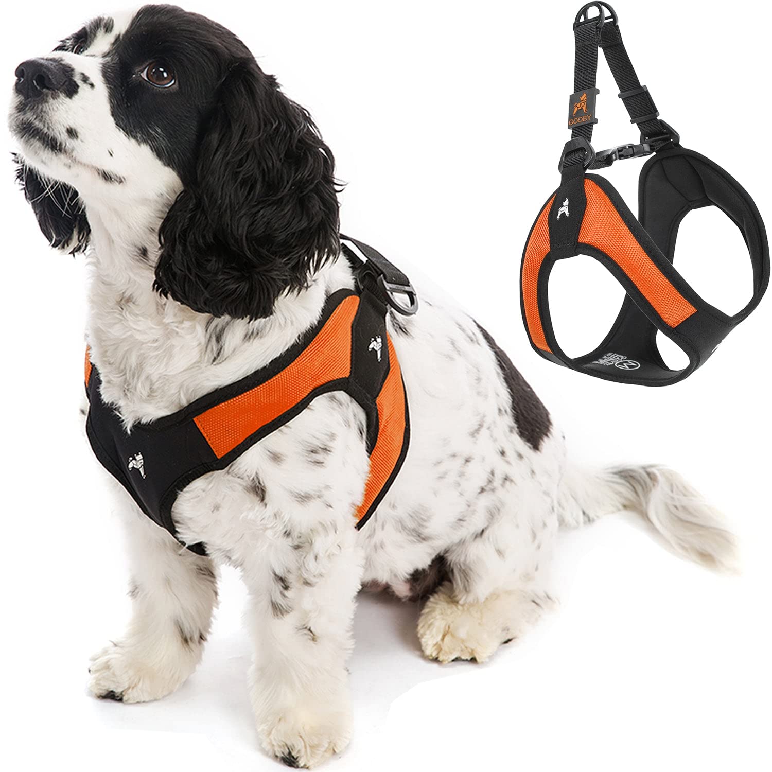 Gooby Escape Free Easy Fit Harness - Orange, Small - No Pull Step-In Patented Small Dog Harness With Quick Release Buckle - Perf