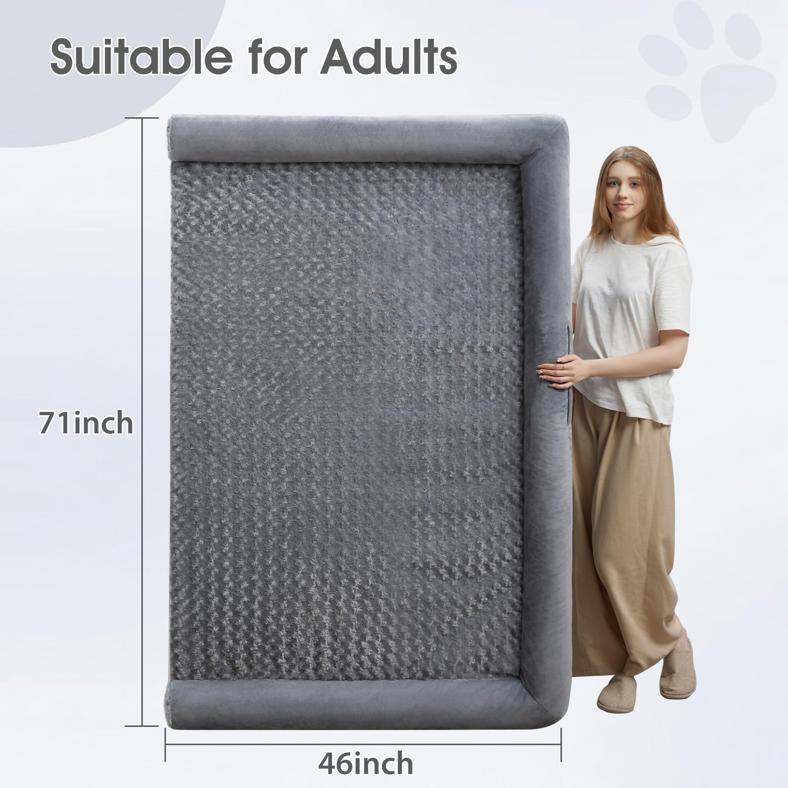 Bfpethome Human Dog Bed For Adult, Orthopedic Human Size Dog Bed For Adult & Kids, Big Waterproof Adult Dog Bed For Humans With Removable Washable Cover