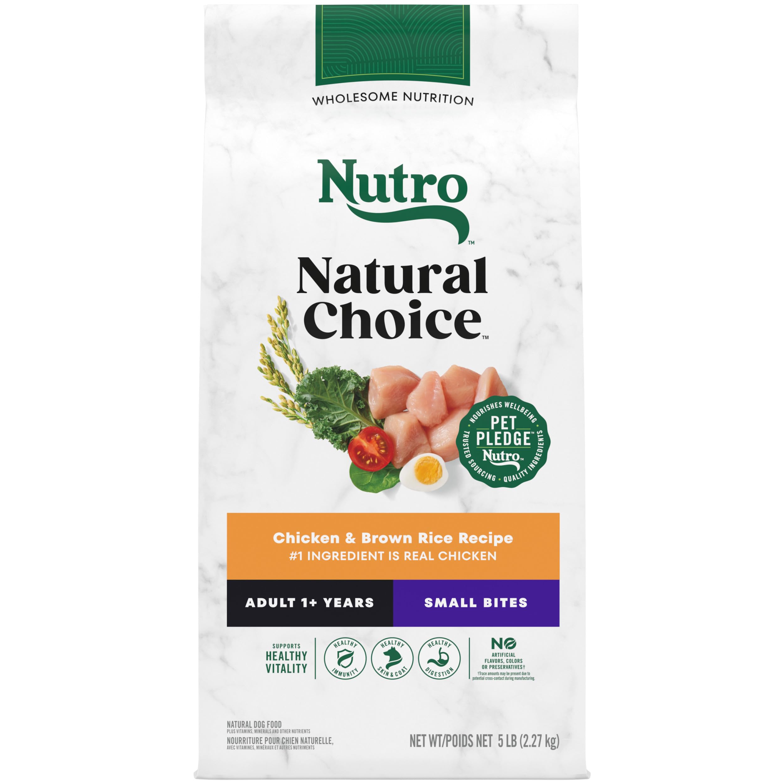 Nutro Natural Choice Small Bites Adult Dry Dog Food, Chicken and Brown Rice Recipe, 5lbs.