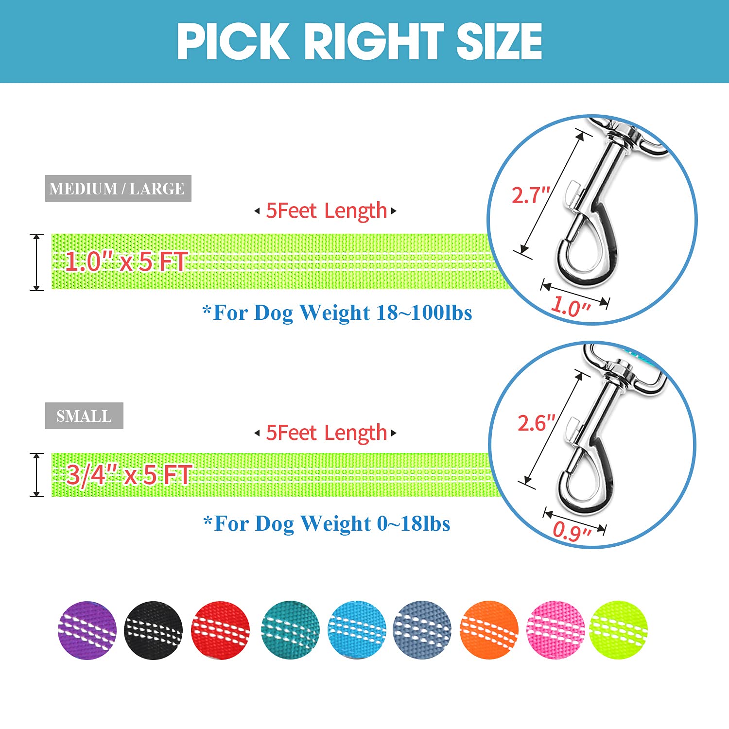 Baapet Two Handle Dog Leash, Dual Soft Padded Handles With Traffic Control Handle Leash For Small Medium Or Large Dogs (3/4' X