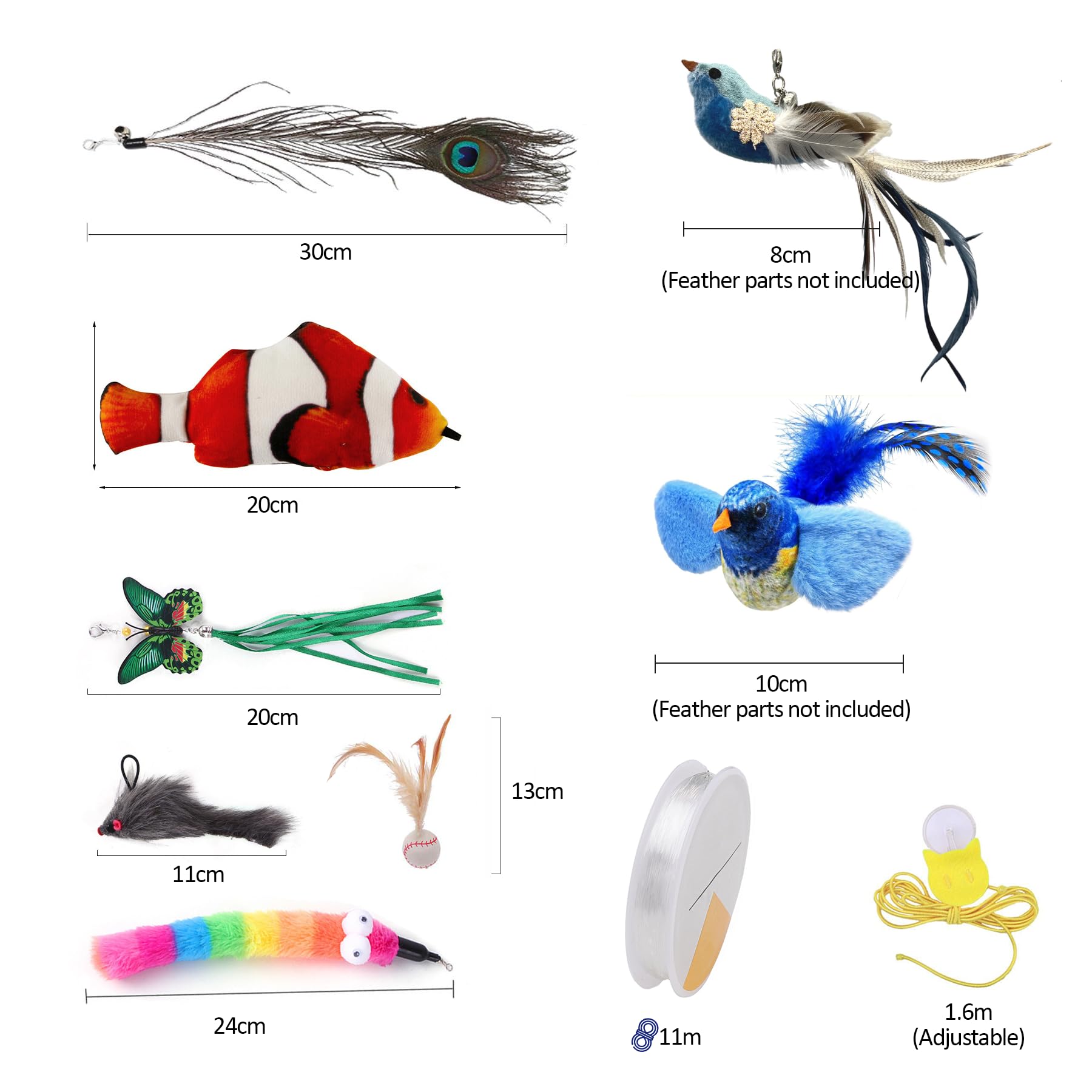 Trumoon Cat Interactive Feather Toy Replacement Set. For Interactive Toys Refills And Replacements (Feather Set)