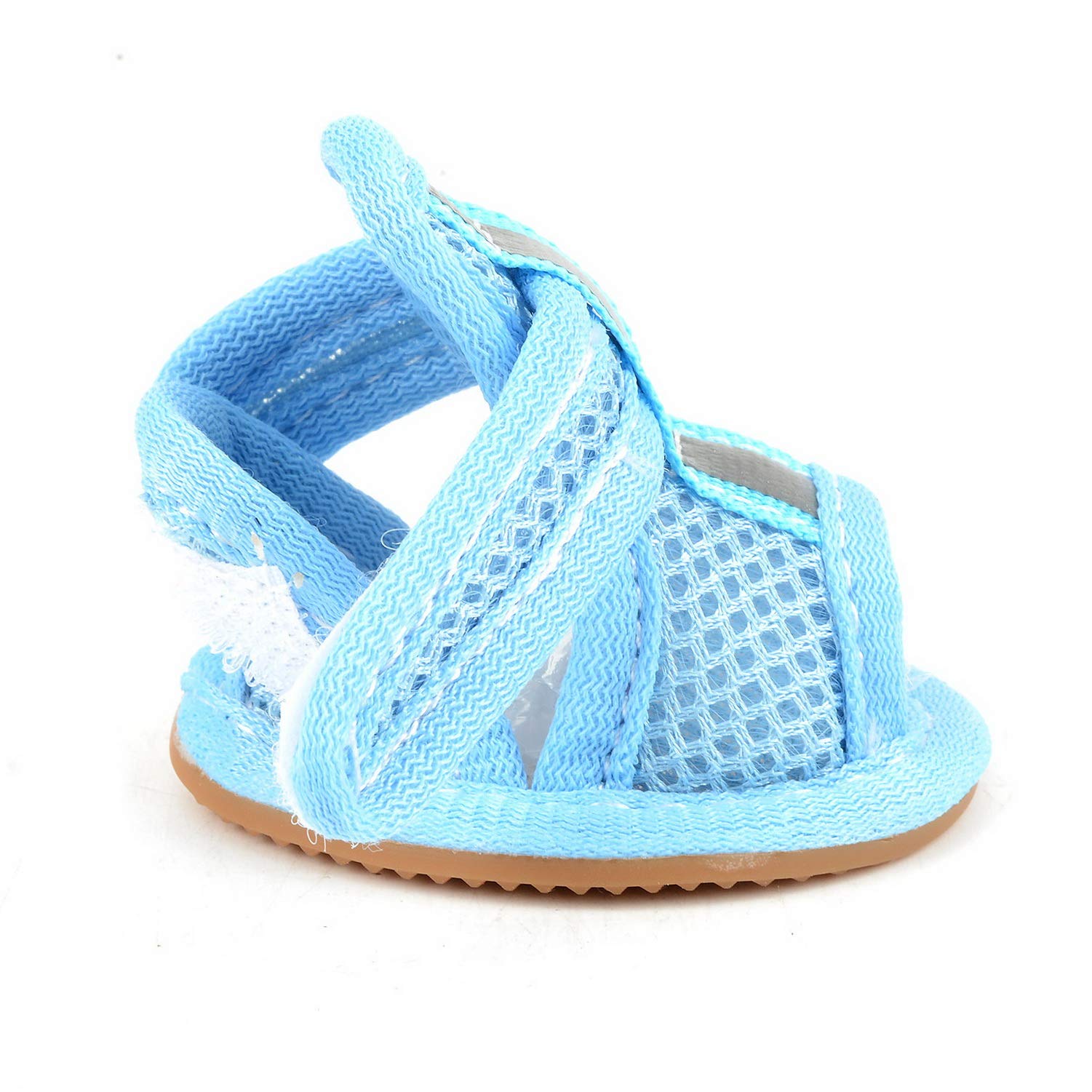 Zunea Summer Dog Shoes For Hot Pavement Breathable Mesh Sandals Puppy Anti Slip Paw Protectors Adjustable Reflective For Boys Girls Pet Small Dog Cat Chihuahua Blue 3#