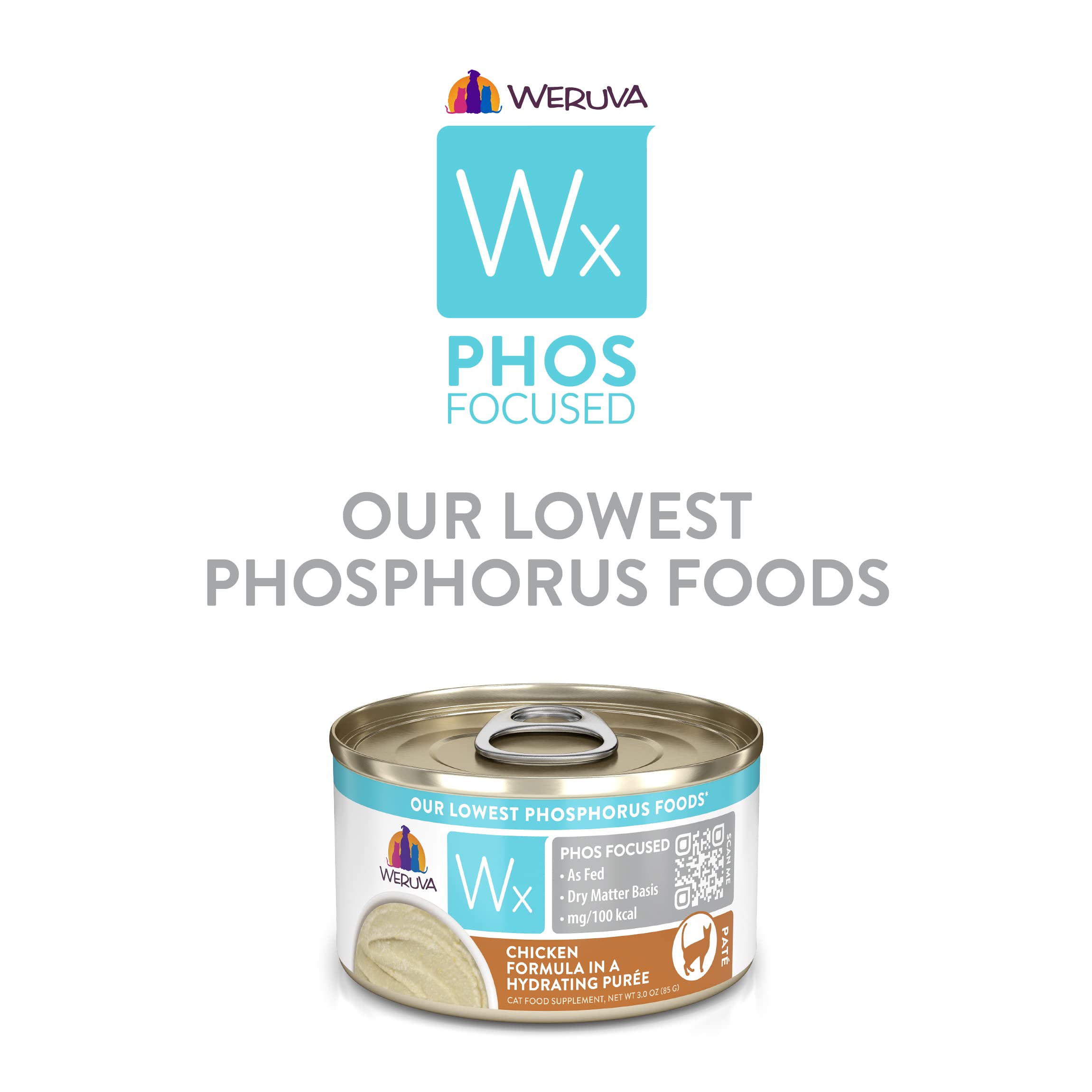 Weruva Wx Phos Focused, Chicken Formula in a Hydrating pur  e, 3oz Can (Pack of 12)