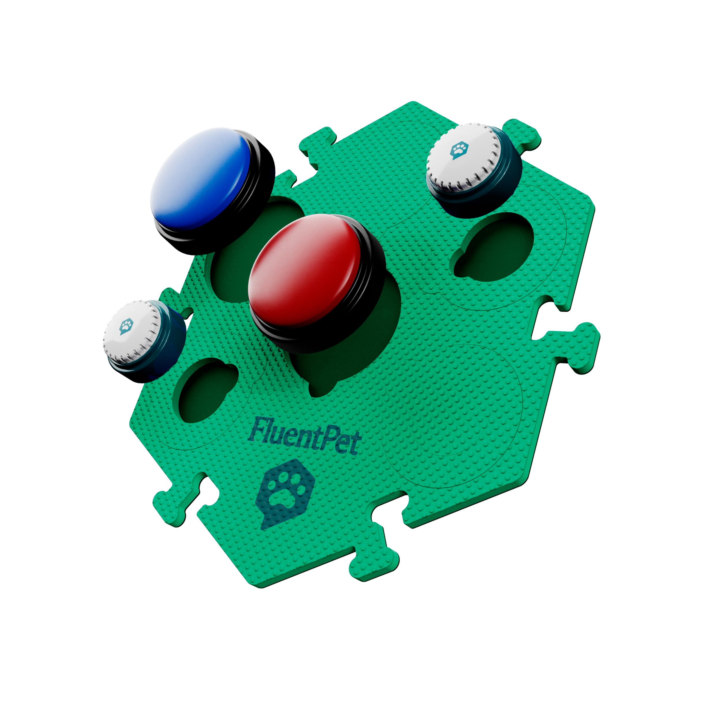 Fluentpet Extra Large Flextile For Big And Small Buttons - Green - Holds Big 3.5 1.9'' Talking Dog And Cat Buttons - Each Button