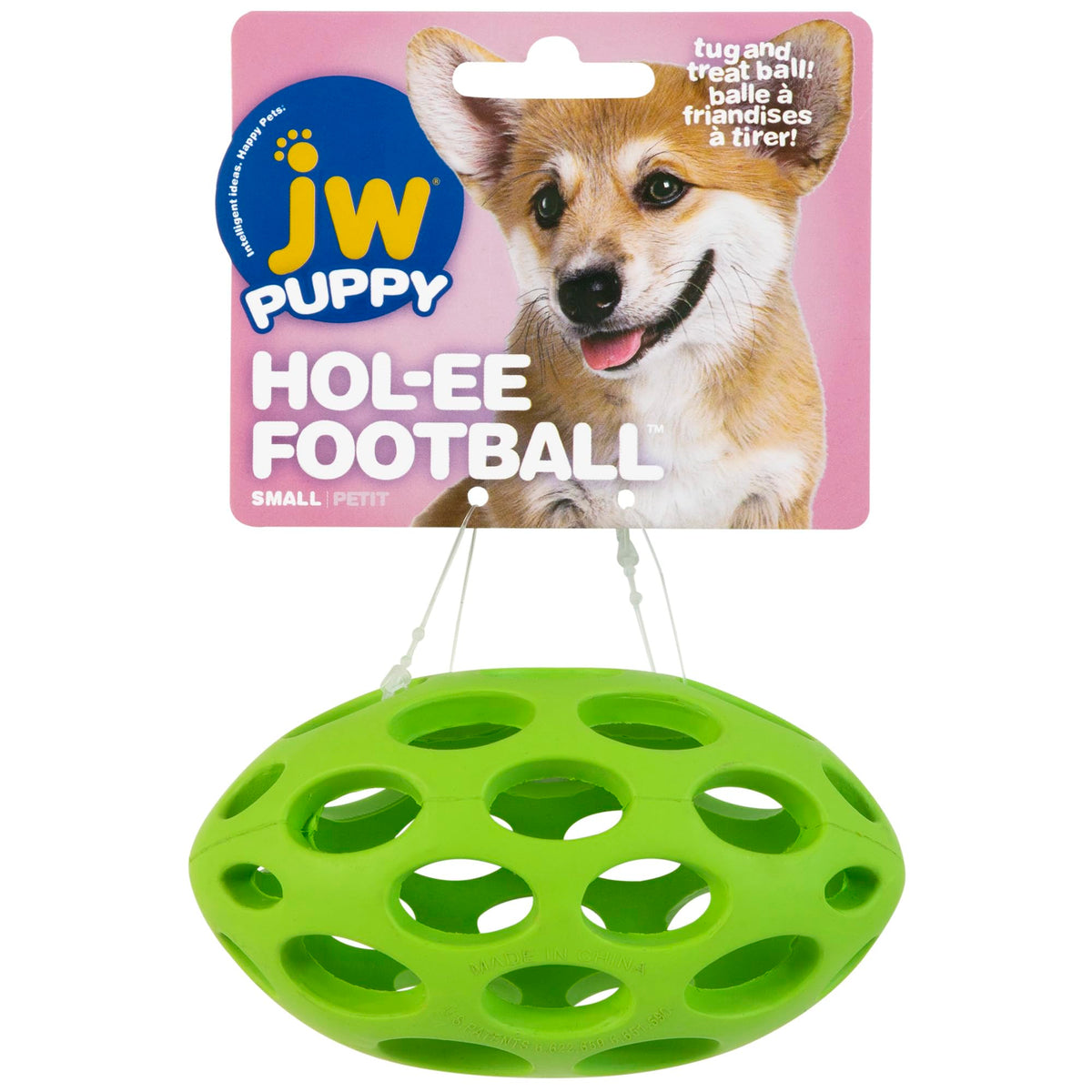 Jw Pet Hol-Ee Football Dog Toy Puzzle Ball, Natural Rubber, Small (5 Inch Length), Colors May Vary
