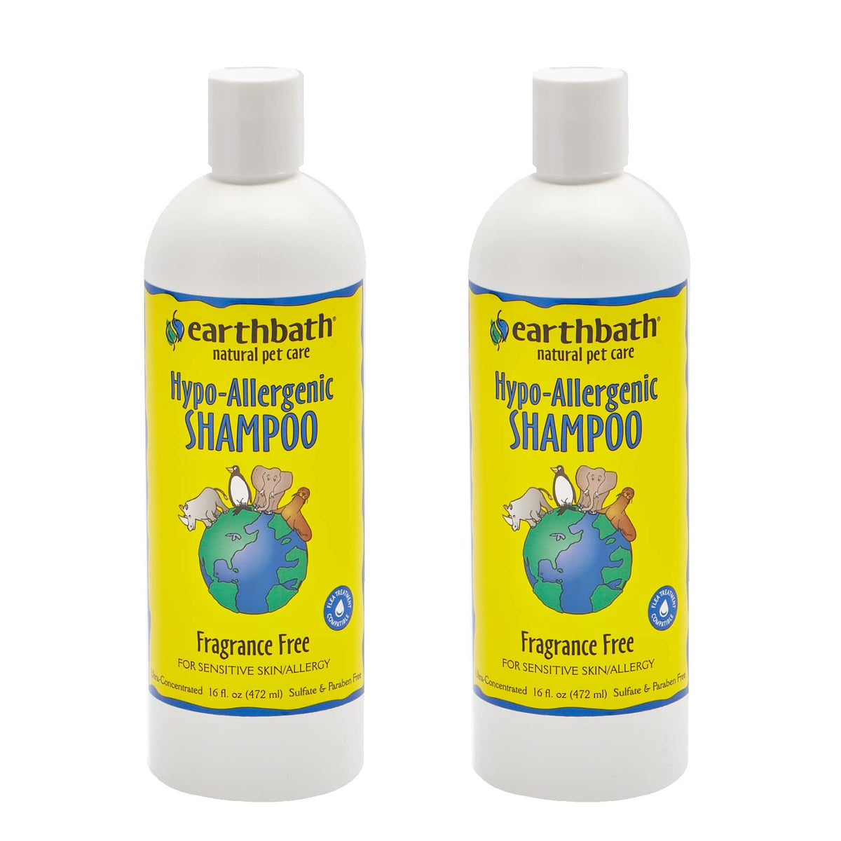 Earthbath, Hypoallergenic Dog Shampoo - Fragrance Free Dog Shampoo For Allergies And Itching, Made In Usa, Cruelty Free Dog Wash, Gentle Puppy Shampoo, Soothing Cat Shampoo - 16 Oz (2 Pack)
