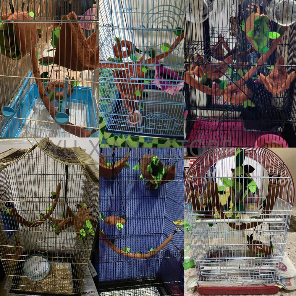 Seis 5Pcs Hamster Hanging Cage Accessories Set Leaf Wood Design Small Animal Hammock Channel Ropeway Swing For Guinea Pig Rat Birds Parrot Gerbil Sugar Glider Squirrel (5 Pcs)
