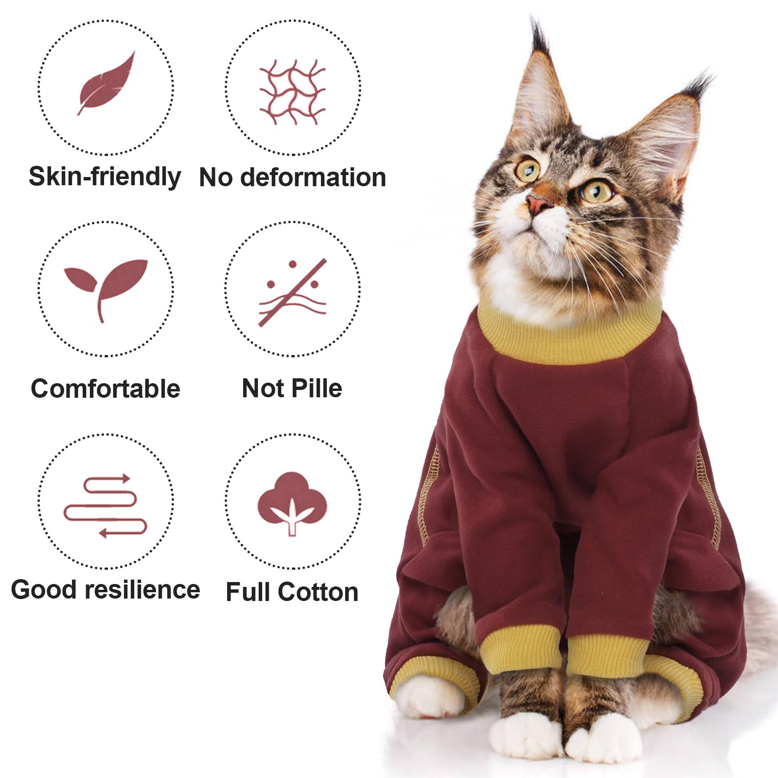 Qbleev Sticky Hair Cat Clothes, Prevent Fur Shedding Shirts For Cats Only, Kitten Pajamas Costumes Outfits For Daily Wear Partie
