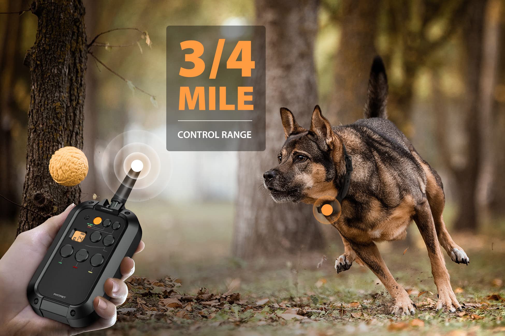 Patpet Dog Training Collar With Remote- 3/4 Mile Range E Collar Waterproof Rechargeable Shock Collar For Large Dog(15-140Lbs)