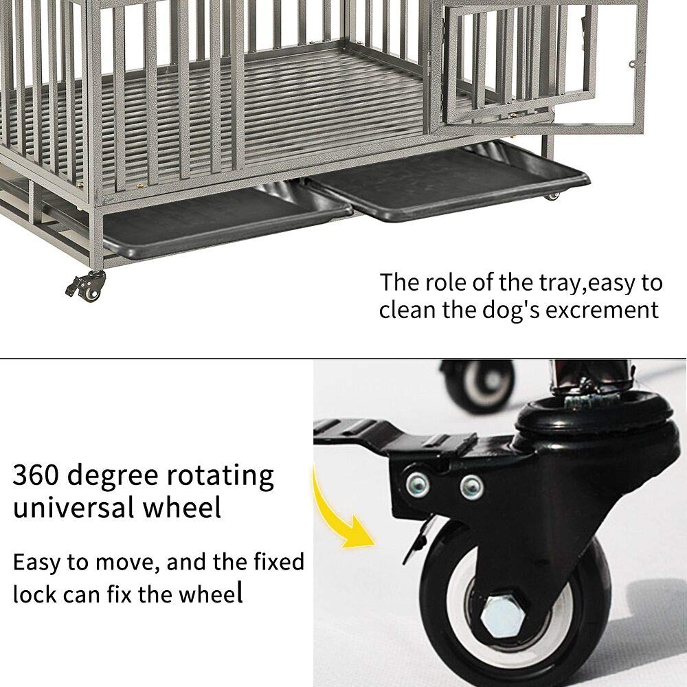 Kelixu 48'' Heavy Duty Dog Crate Large Dog Cage Dog Kennels And Crates For Large Dogs Indoor Outdoor With Double Doors, Locks An