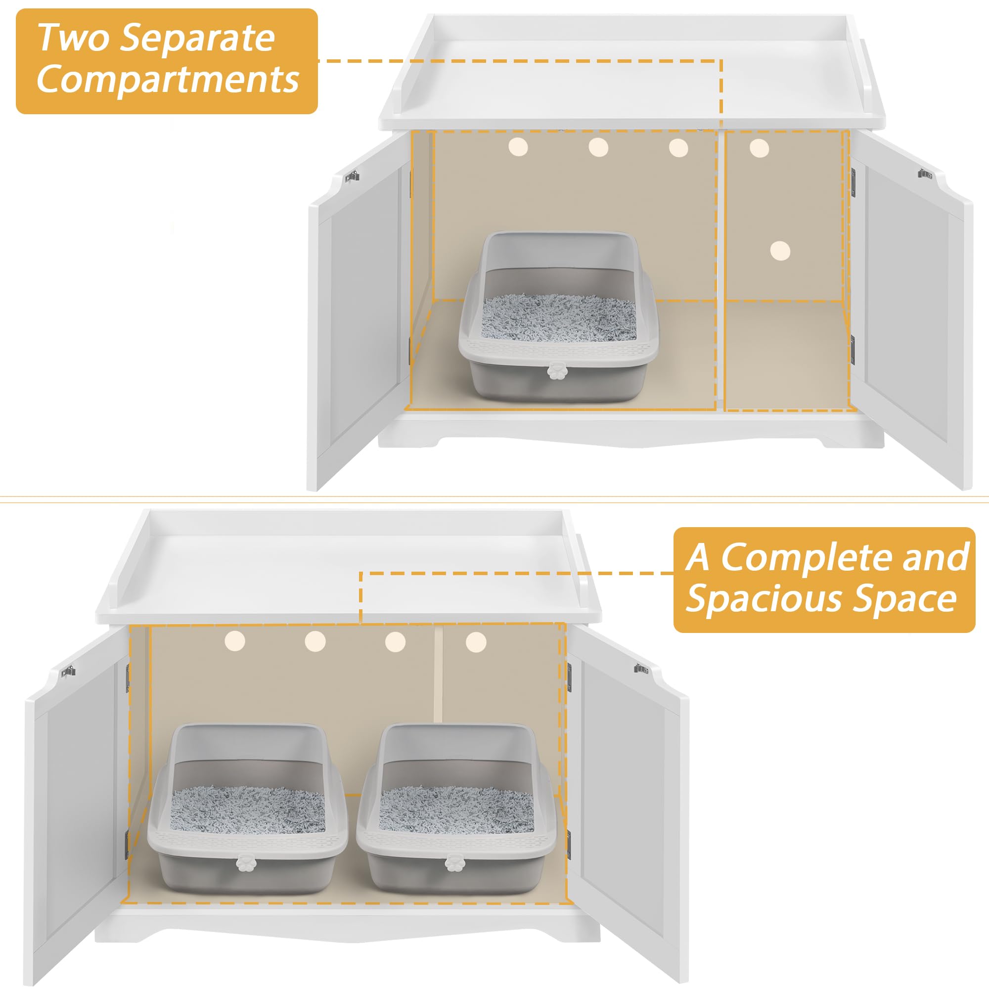 Yaheetech Cat Litter Box Enclosure, Hidden Litter Furniture, Cat Washroom, Pet Crate, Decorative Storage Bench Pet Side Table Fo