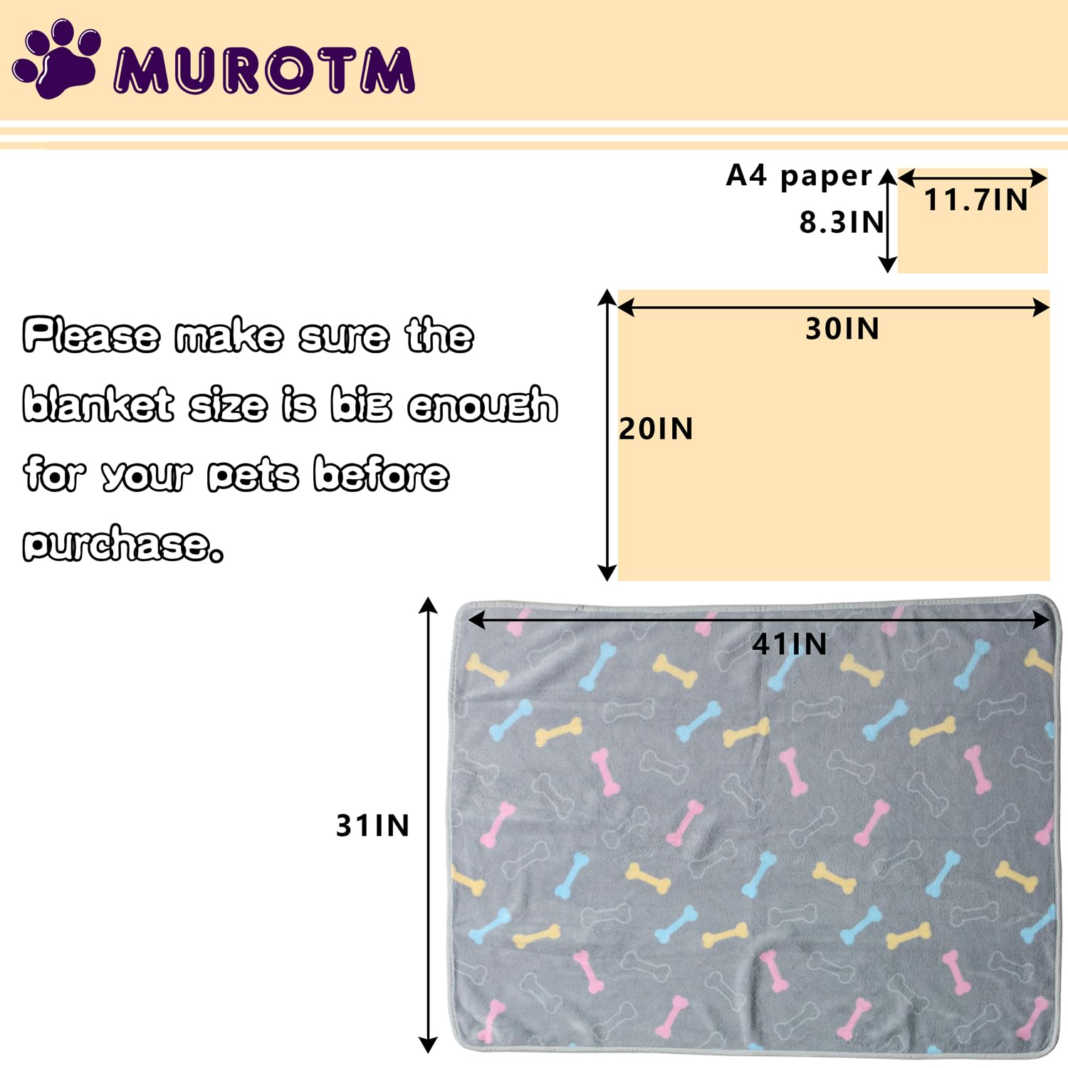 1 Pack 3 Washable Dog Blankets For Dog And Cat,Super Soft Flannel Dog Blanket Pet Blanket-Cute Claw Pattern Pet Blanket Mat 41 X