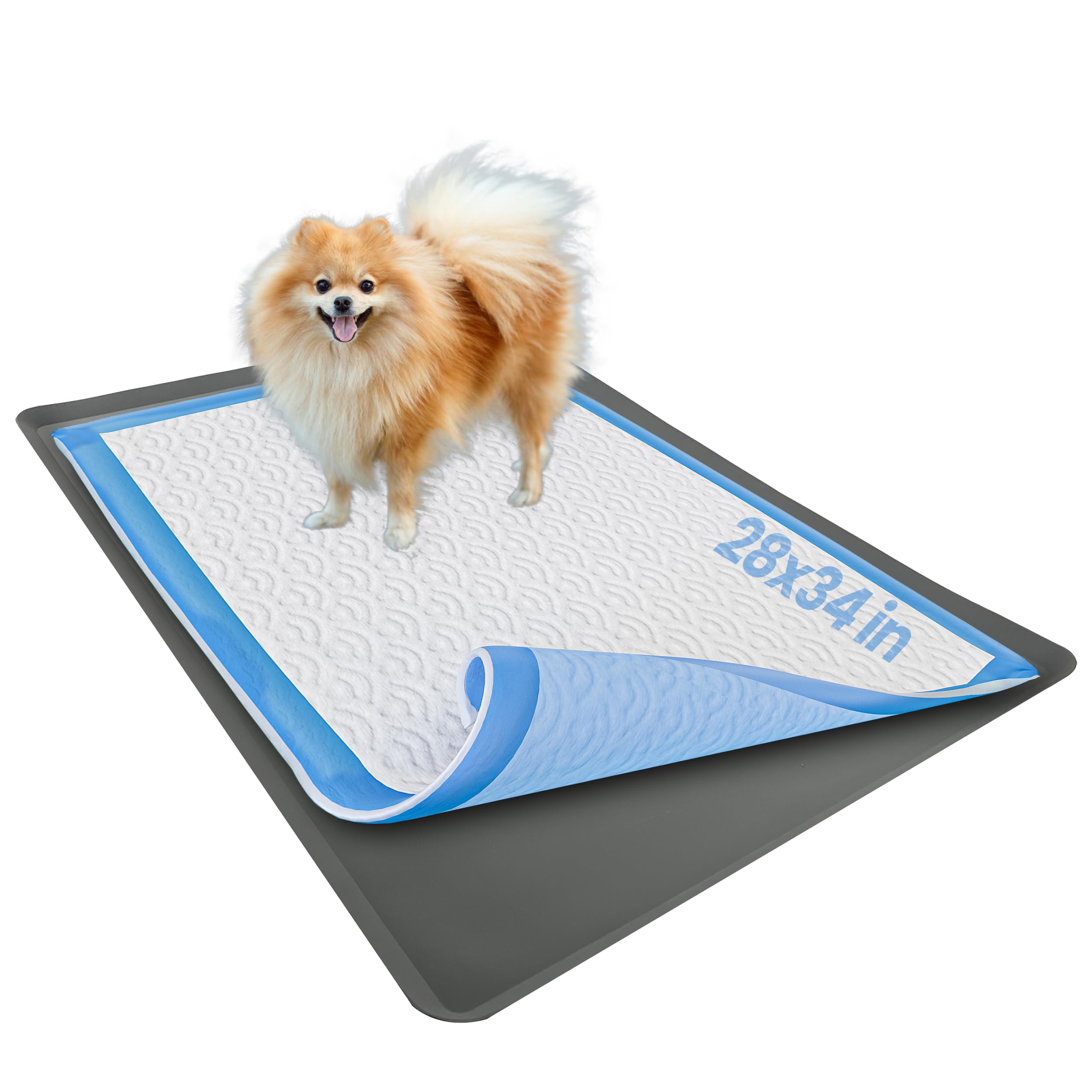 Skywin Dog Pad Holder Tray For 28 X 34 Inches Training Pads - Easy To Clean And Store Perfect For Dog Potty Tray - Silicon Wee W