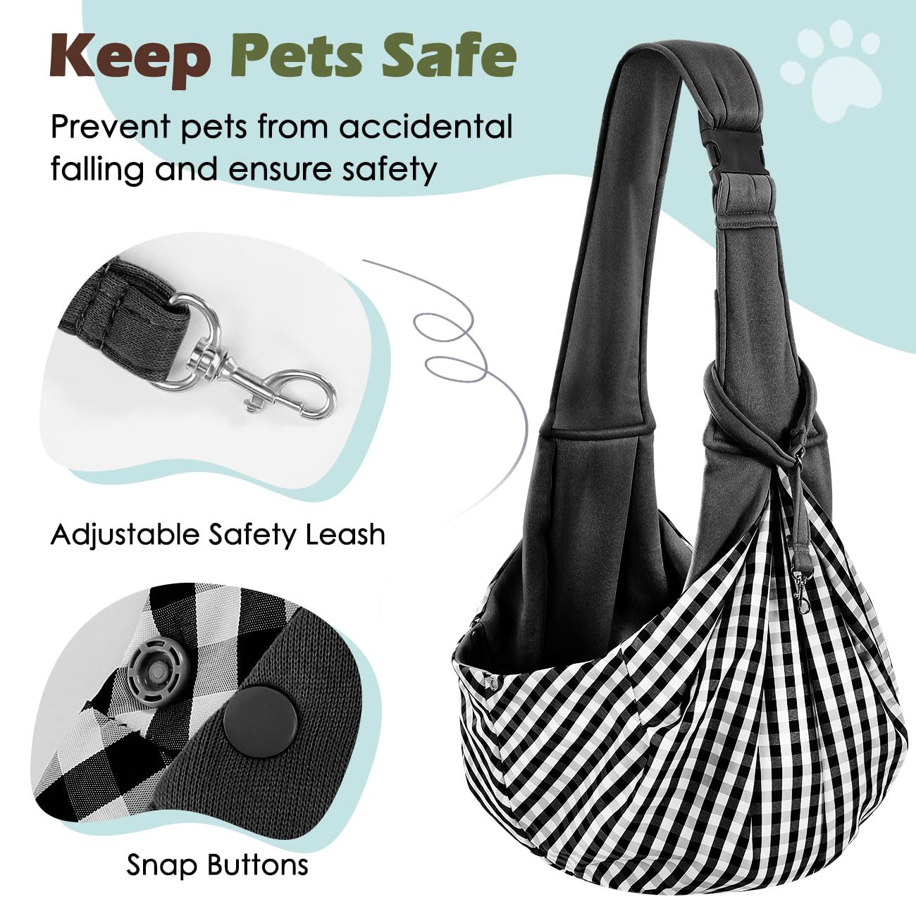 Pawaboo Small Dog Sling Carrier, Reversible Hands Free Dog Sling Carriers For Small Dogs And Cats, Puppy Slings Carrier With Adj